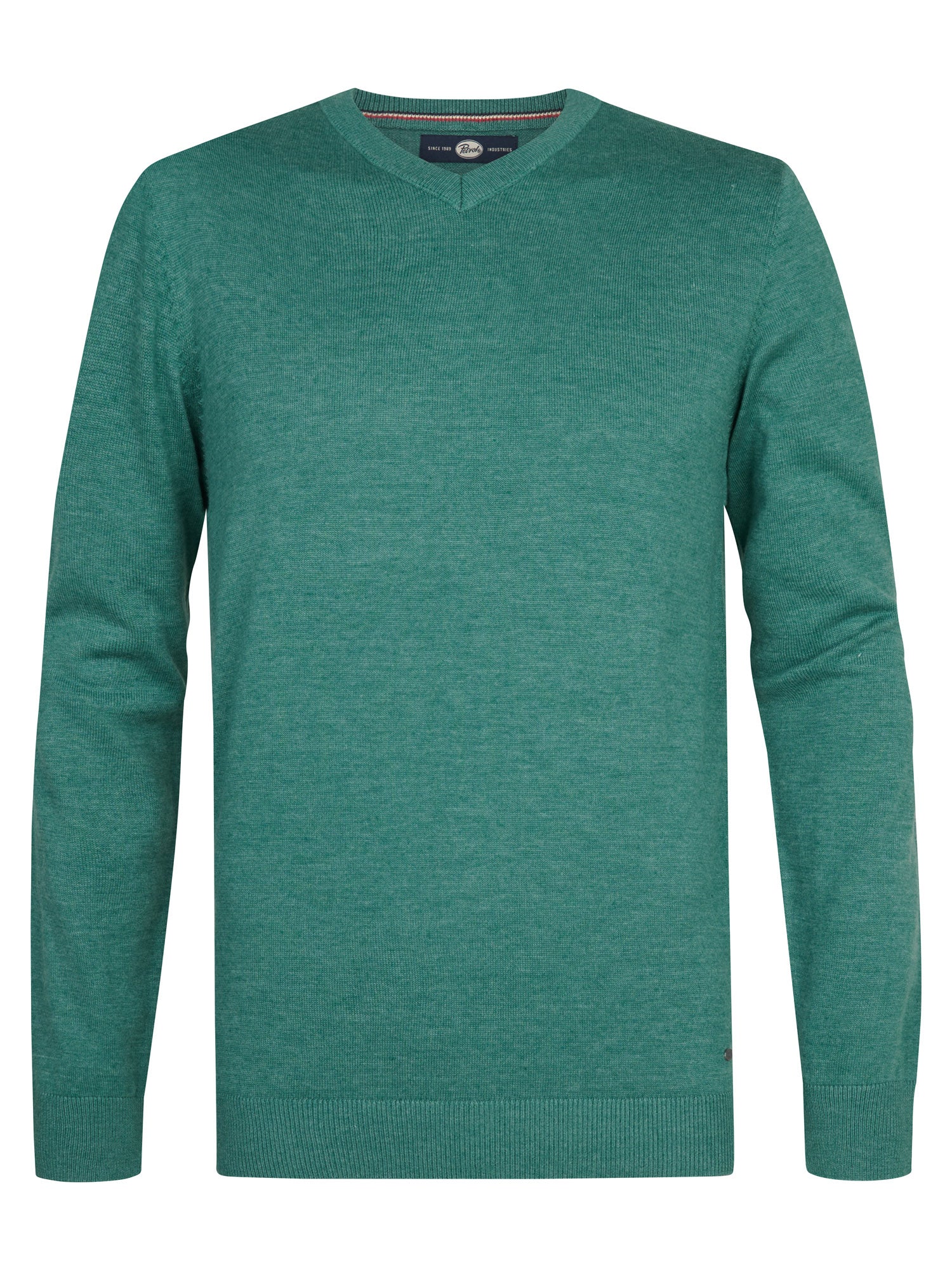 Petrol Industries Men Knitwear V-Neck Basic Regular Fit Teal Green