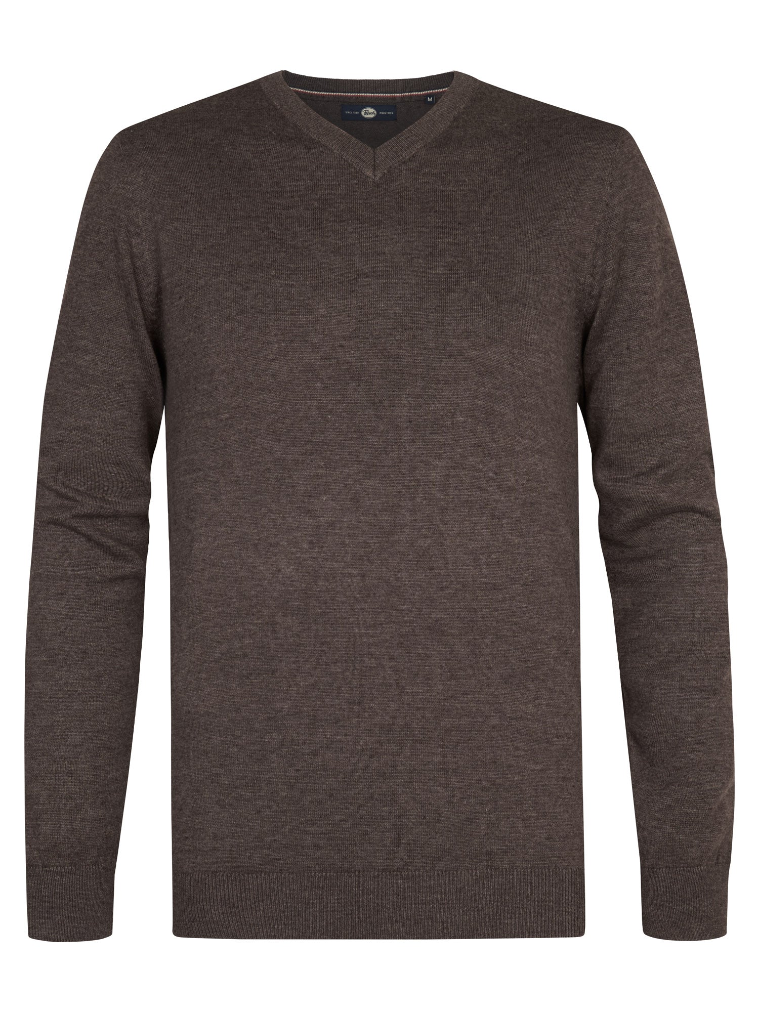 Petrol Industries Men Knitwear V-Neck Basic Regular Fit Cedar Brown
