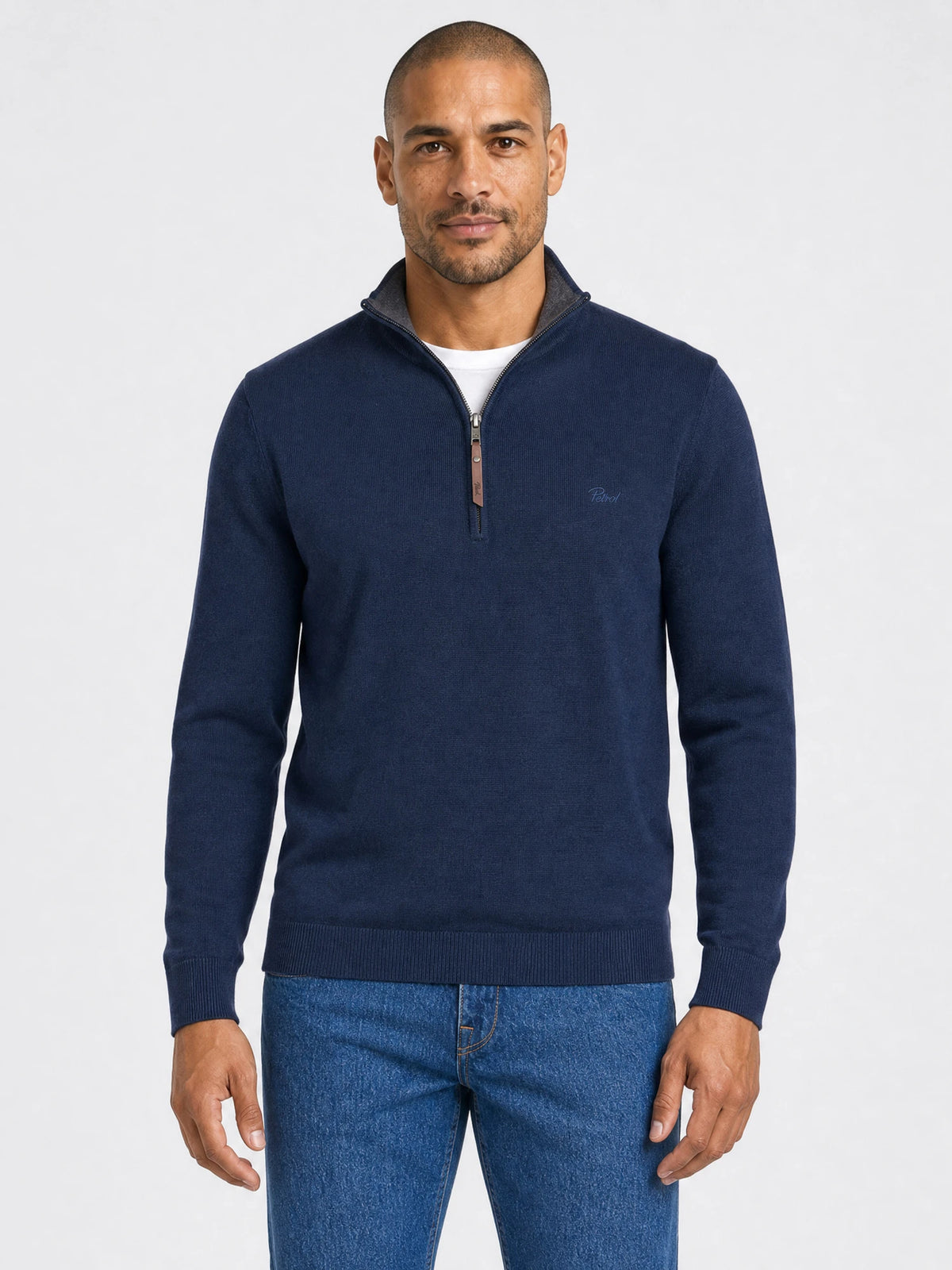 Jersey de punto fino con cremallera en el cuello millstone
