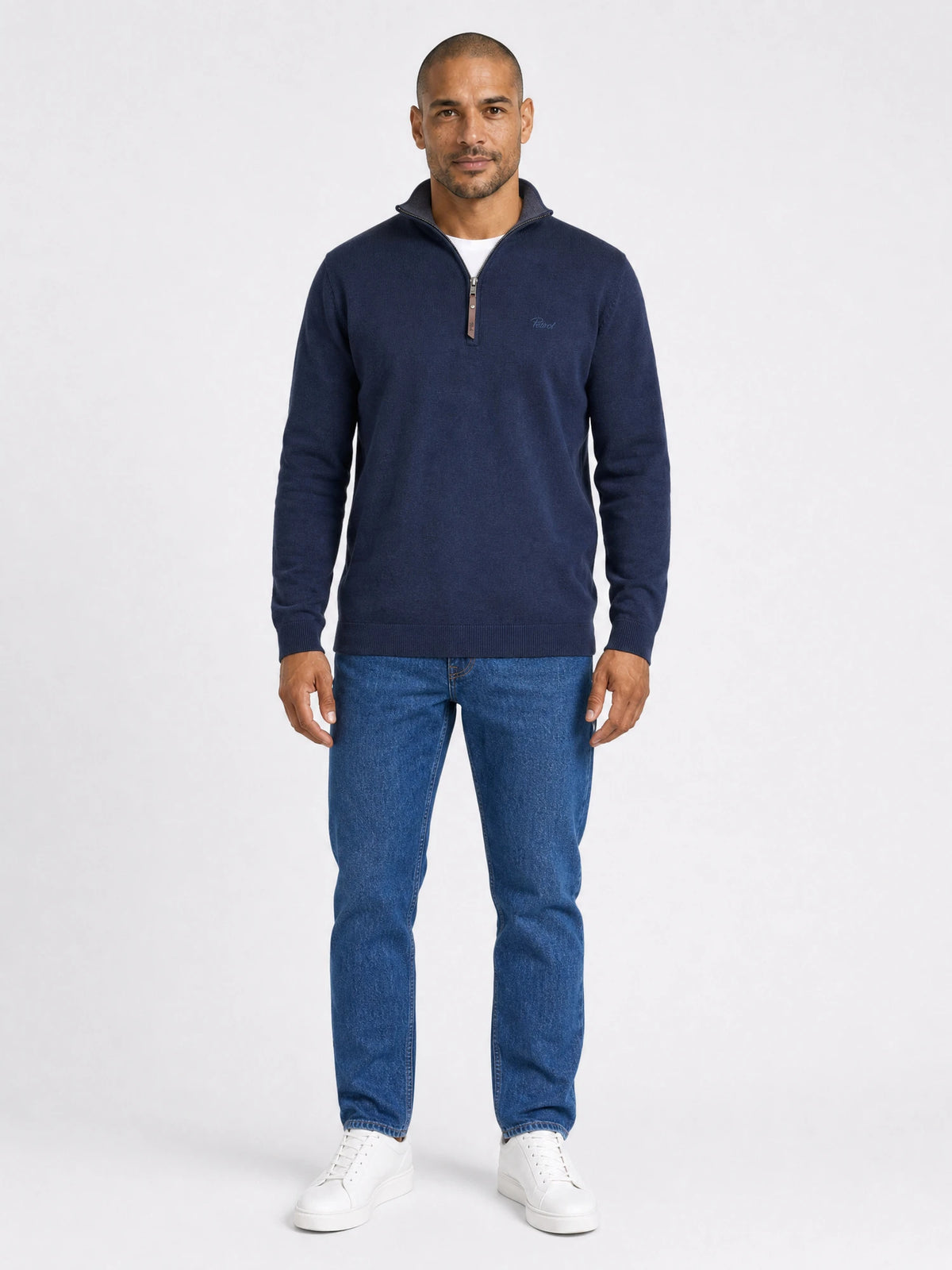Jersey de punto fino con cremallera en el cuello millstone