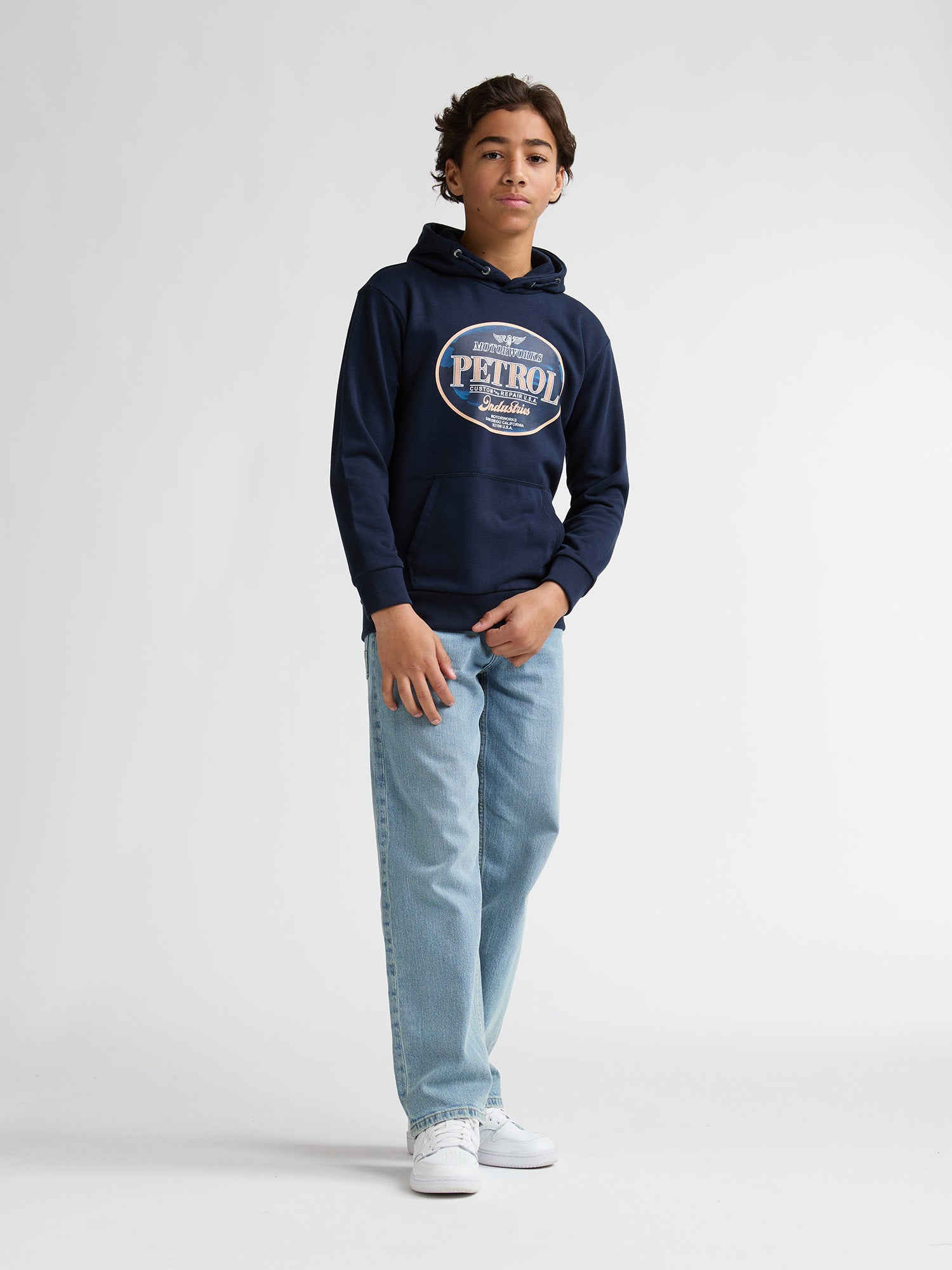 Petrol Industries Boys Sweater Hooded Relaxed Fit Navy Blue