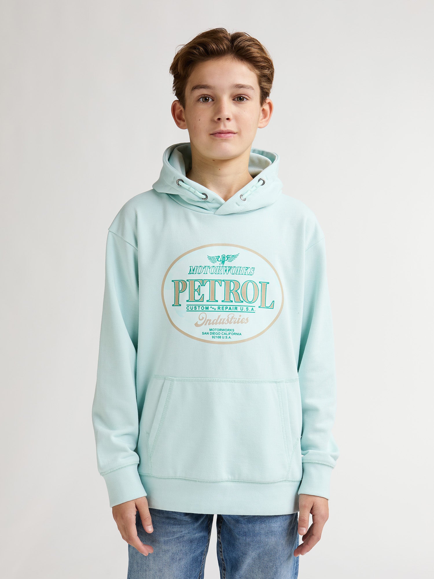 Petrol Industries Boys Sweater Hooded Relaxed Fit Cool Mint