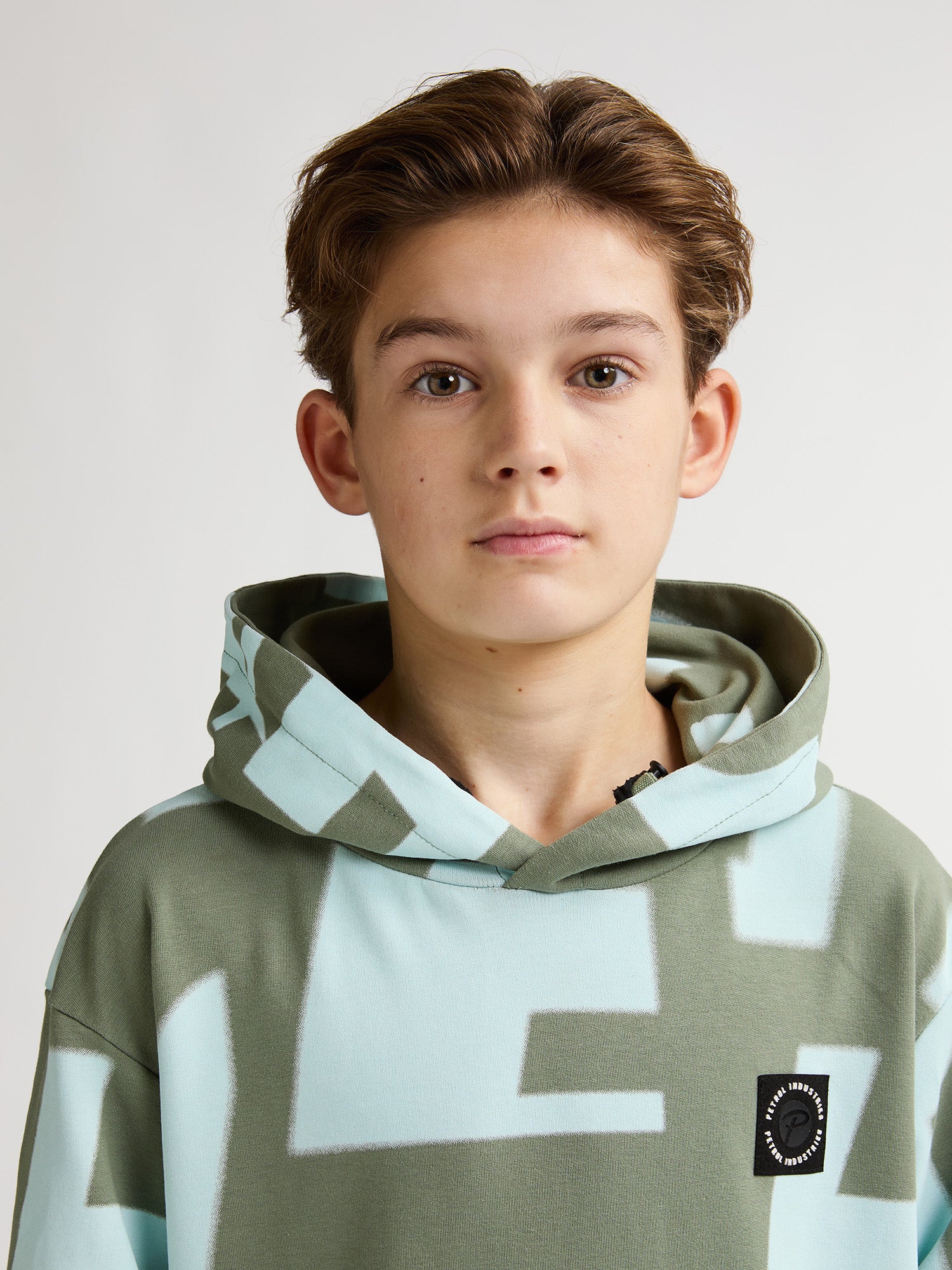 Petrol Industries Boys Sweater Hooded All-Over Print Relaxed Fit Sage