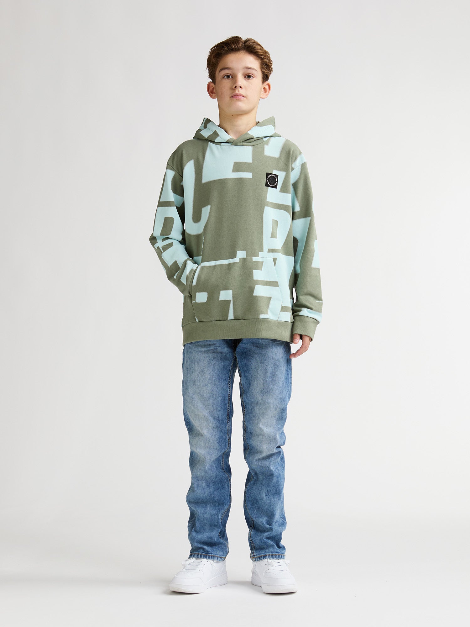 Petrol Industries Boys Sweater Hooded All-Over Print Relaxed Fit Sage