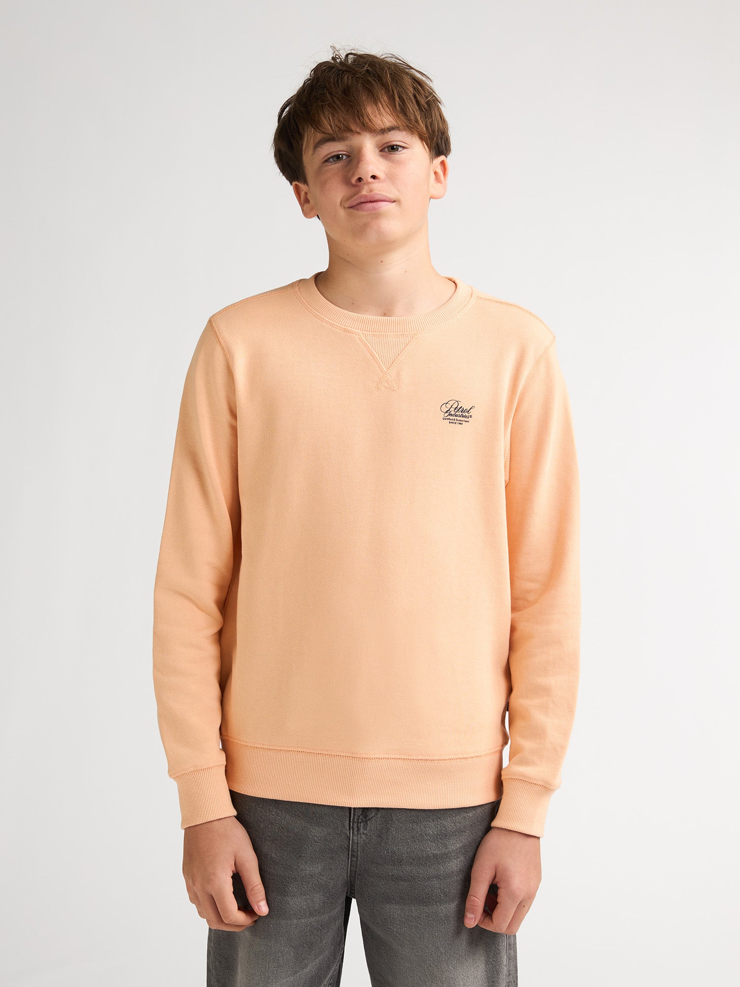 Petrol Industries Boys Sweater Round Neck Print Regular Fit Tropical Orange
