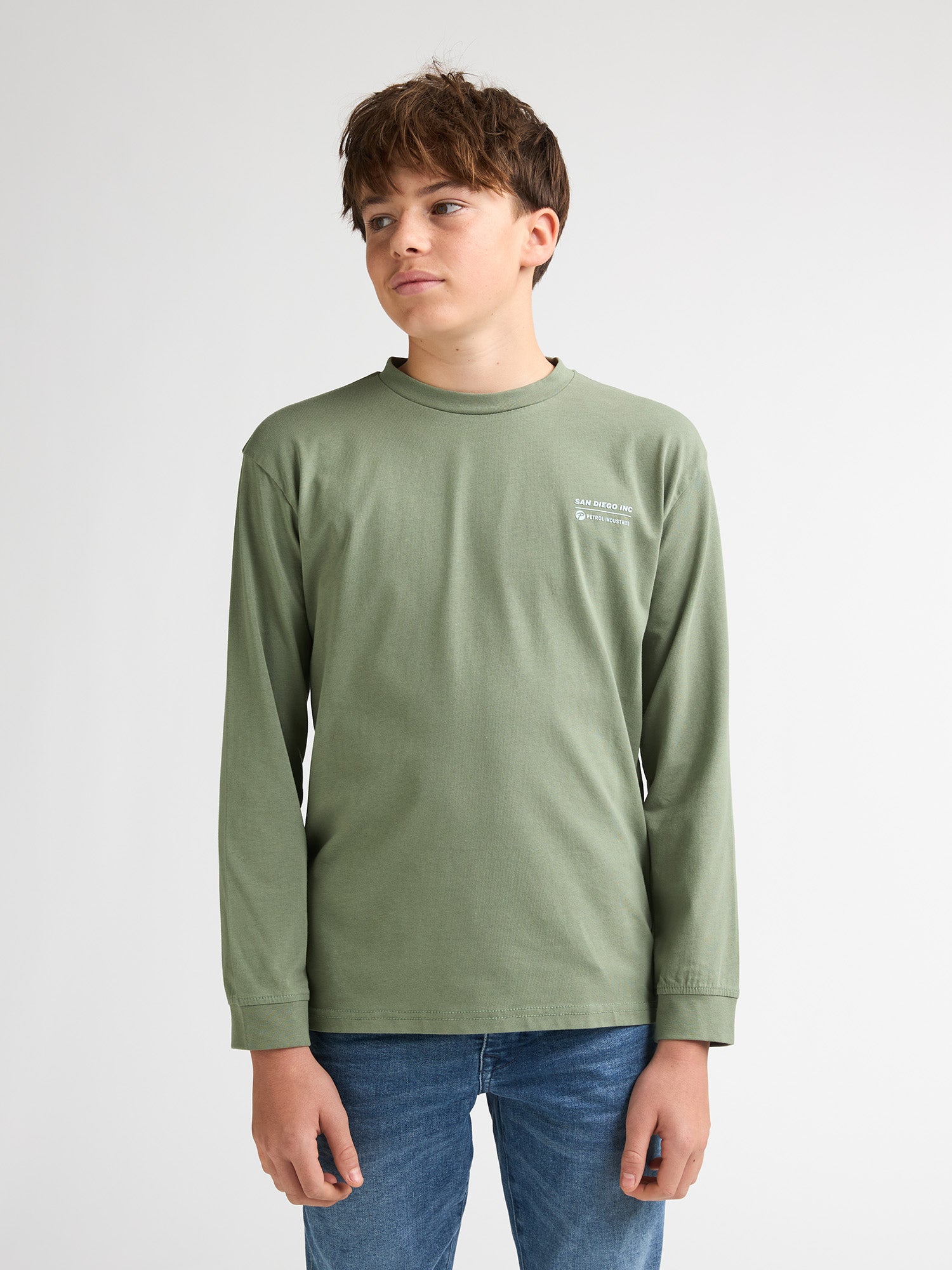 Petrol Industries Boys T-Shirt Long Sleeve Round Neck Relaxed Fit Sage