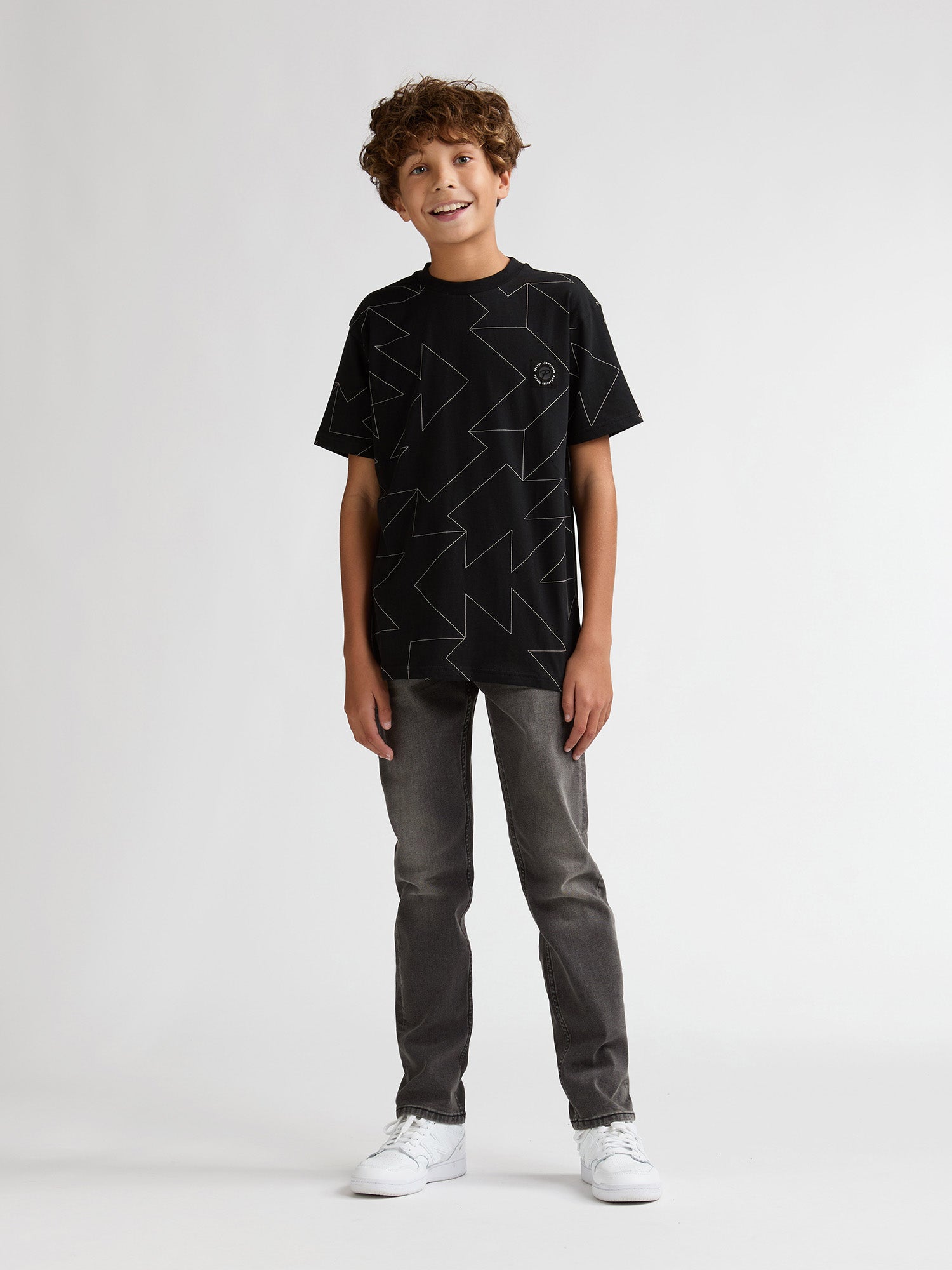 Petrol Industries Boys T-Shirt Short Sleeve All-Over Print Relaxed Fit Black