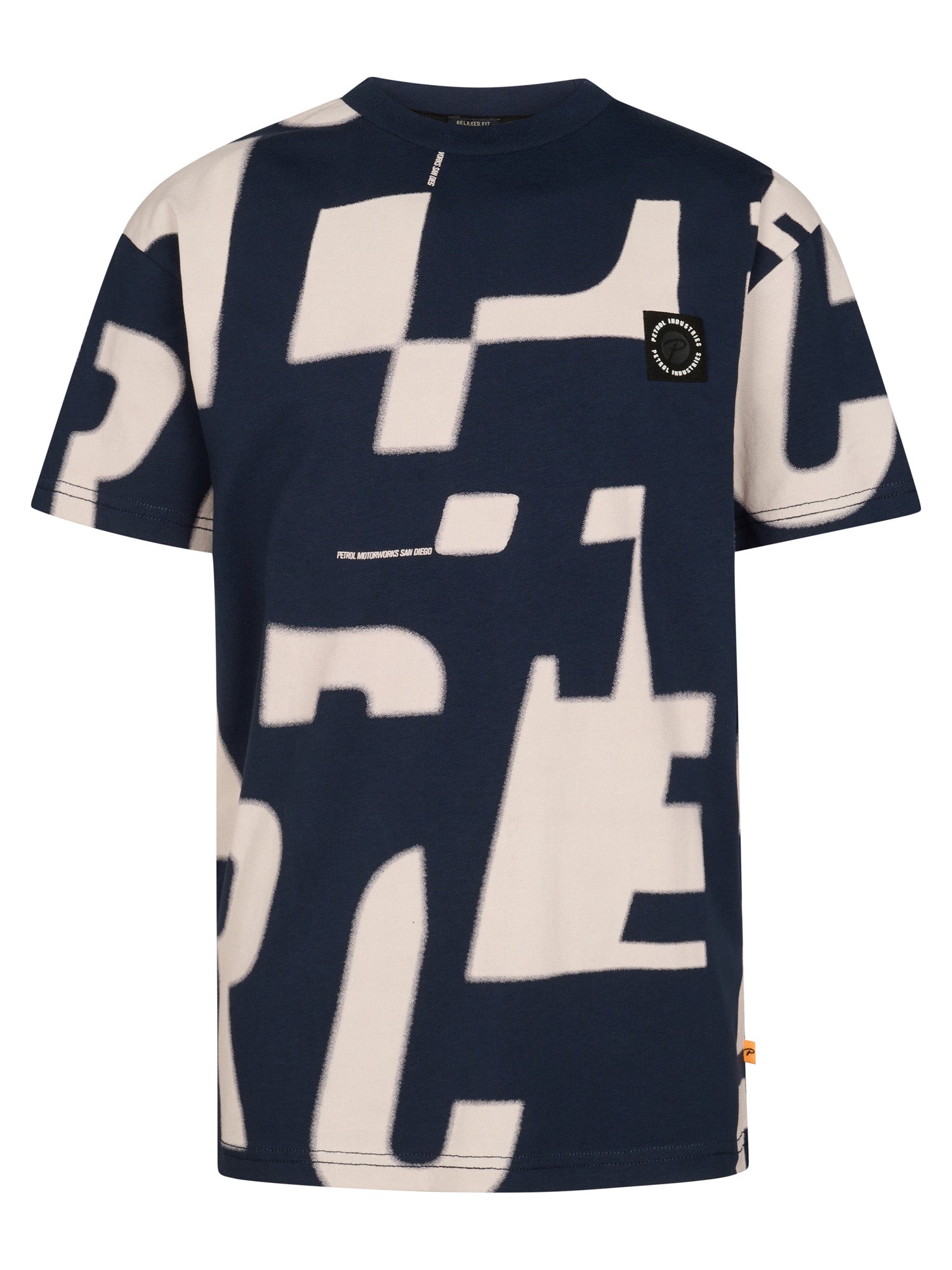 Petrol Industries Boys T-Shirt Short Sleeve All-Over Print Relaxed Fit Navy Blue