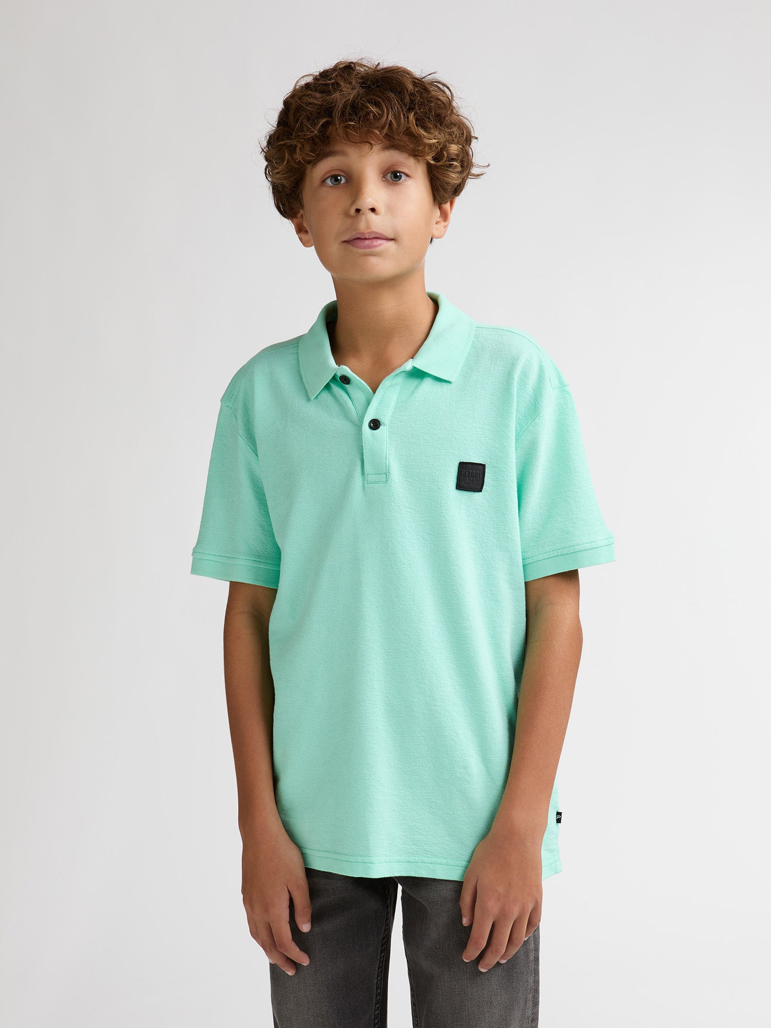 Petrol Industries Boys Polo Short Sleeve Relaxed Fit Green Aqua