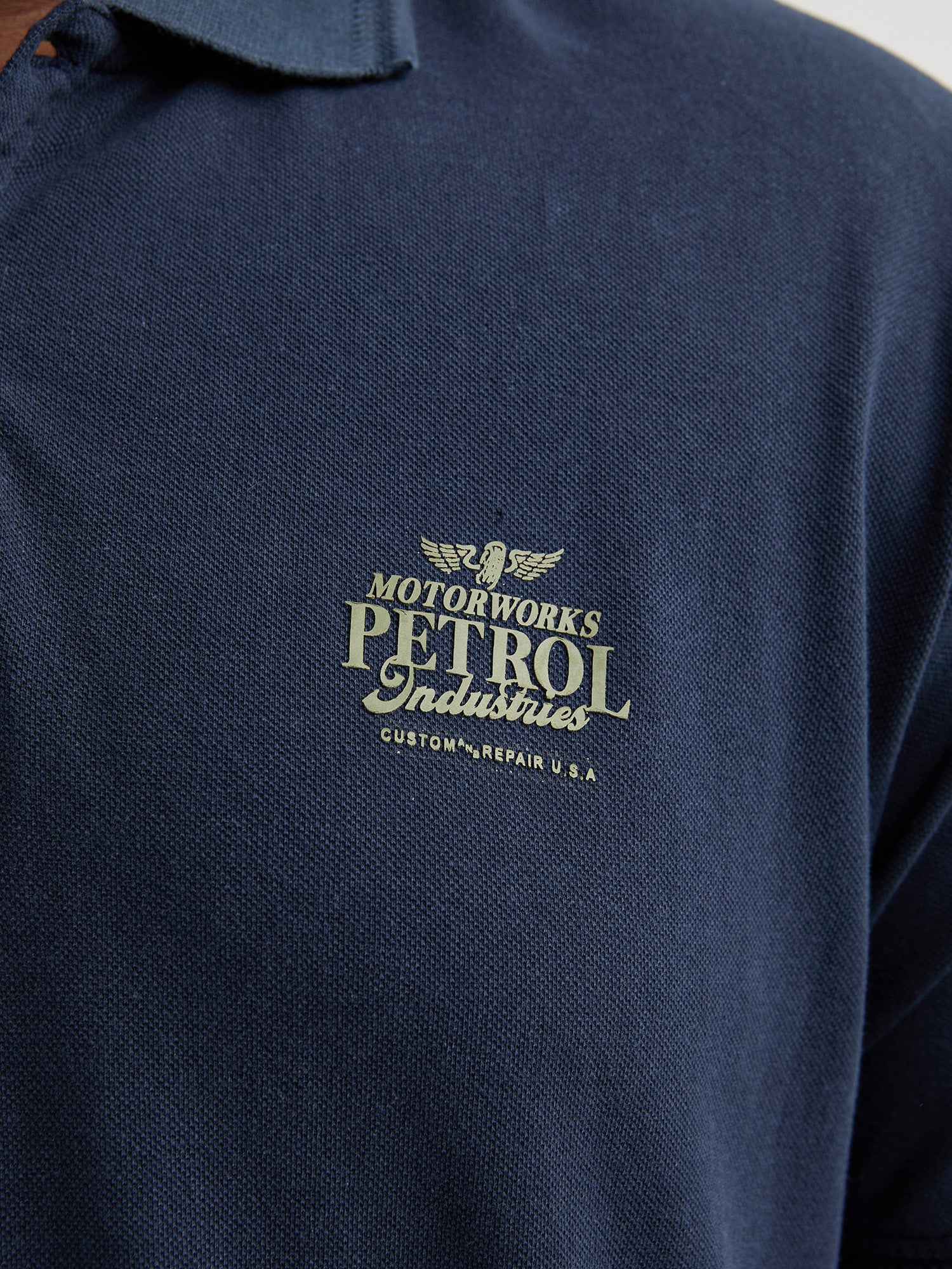 Petrol Industries Men Polo Short Sleeve Regular Plus Fit Navy Blue