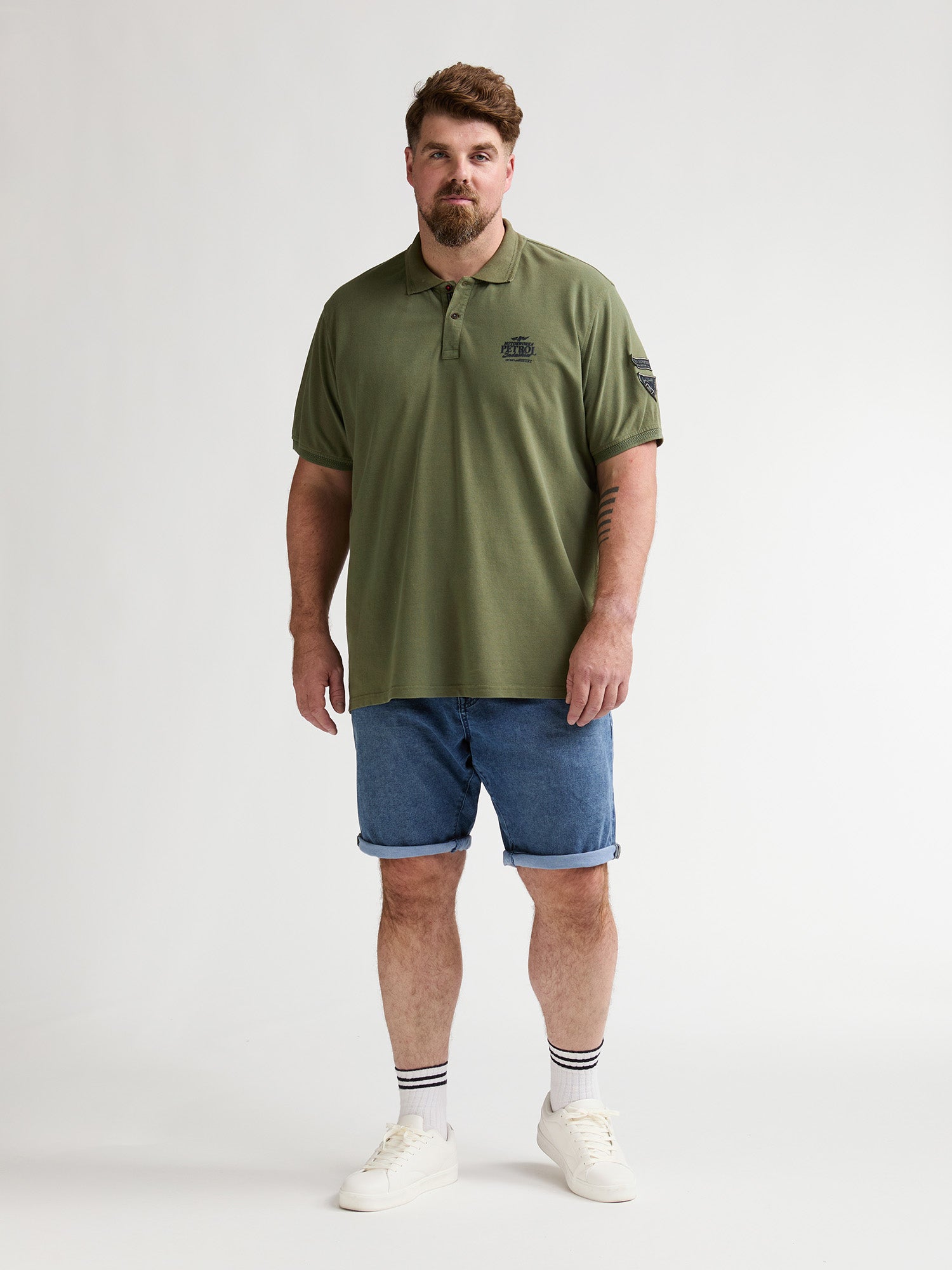 Petrol Industries Men Polo Short Sleeve Regular Plus Fit Dusty Army