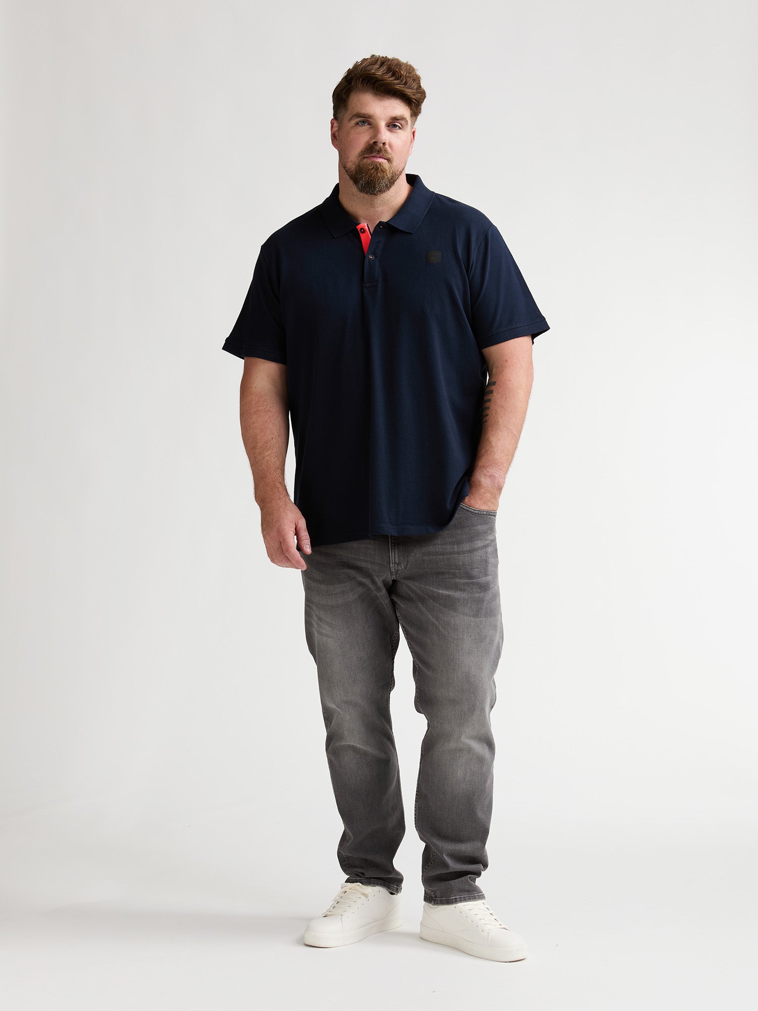 Petrol Industries Men Polo Short Sleeve Regular Plus Fit Navy Blue