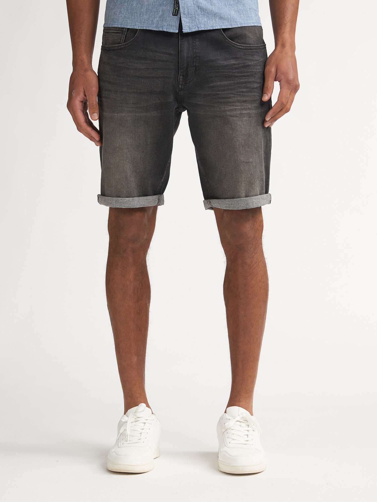 Petrol Industries Men BULLSEYE - Men Denim Short Regular Fit Regular Fit Black Stone