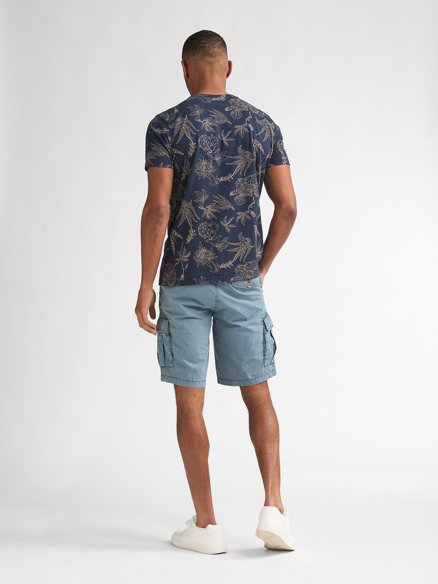 Petrol Industries Men Shorts Cargo Fit Marble Blue