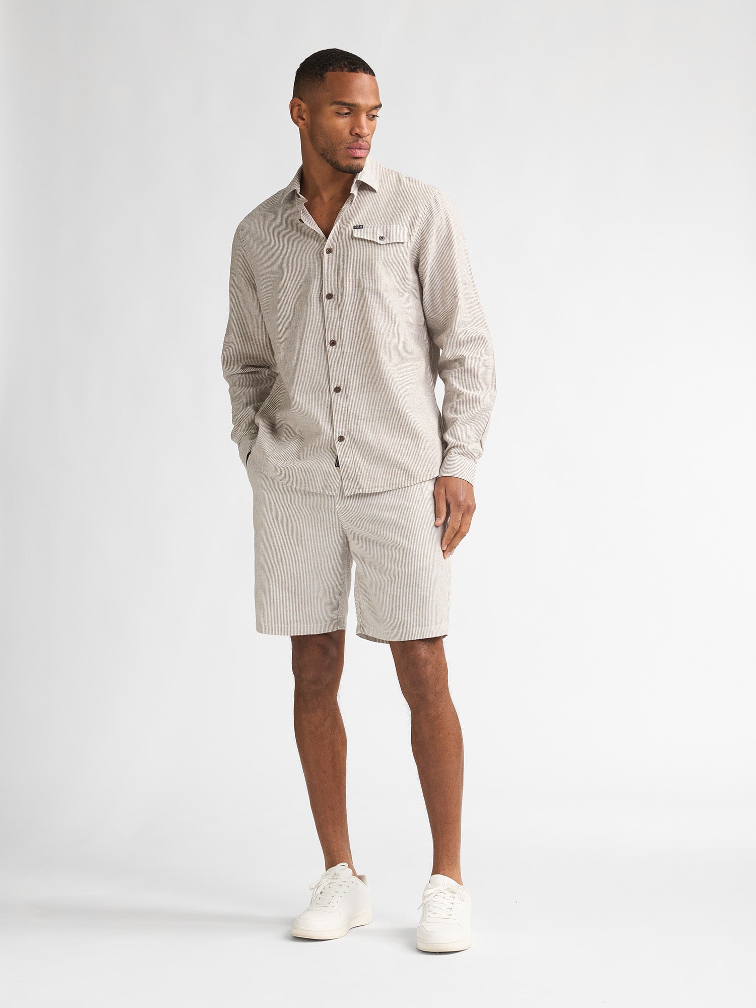 Petrol Industries Men Shirt Long Sleeve Uni Regular Fit Light Tan