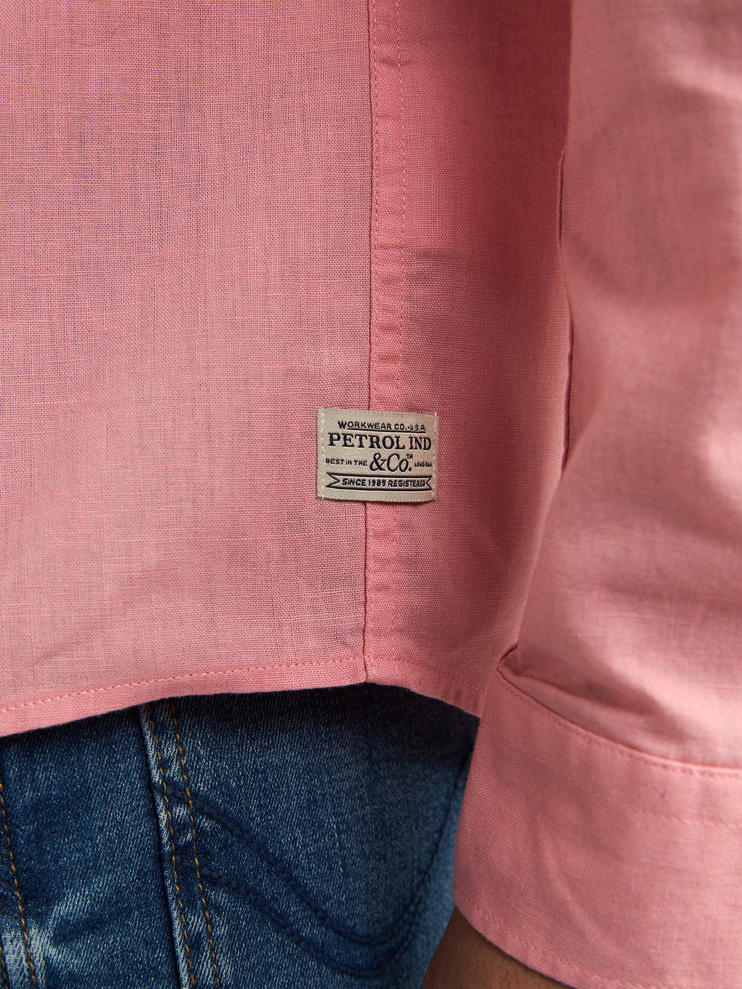 Petrol Industries Men Shirt Long Sleeve Uni Regular Fit Light Coral