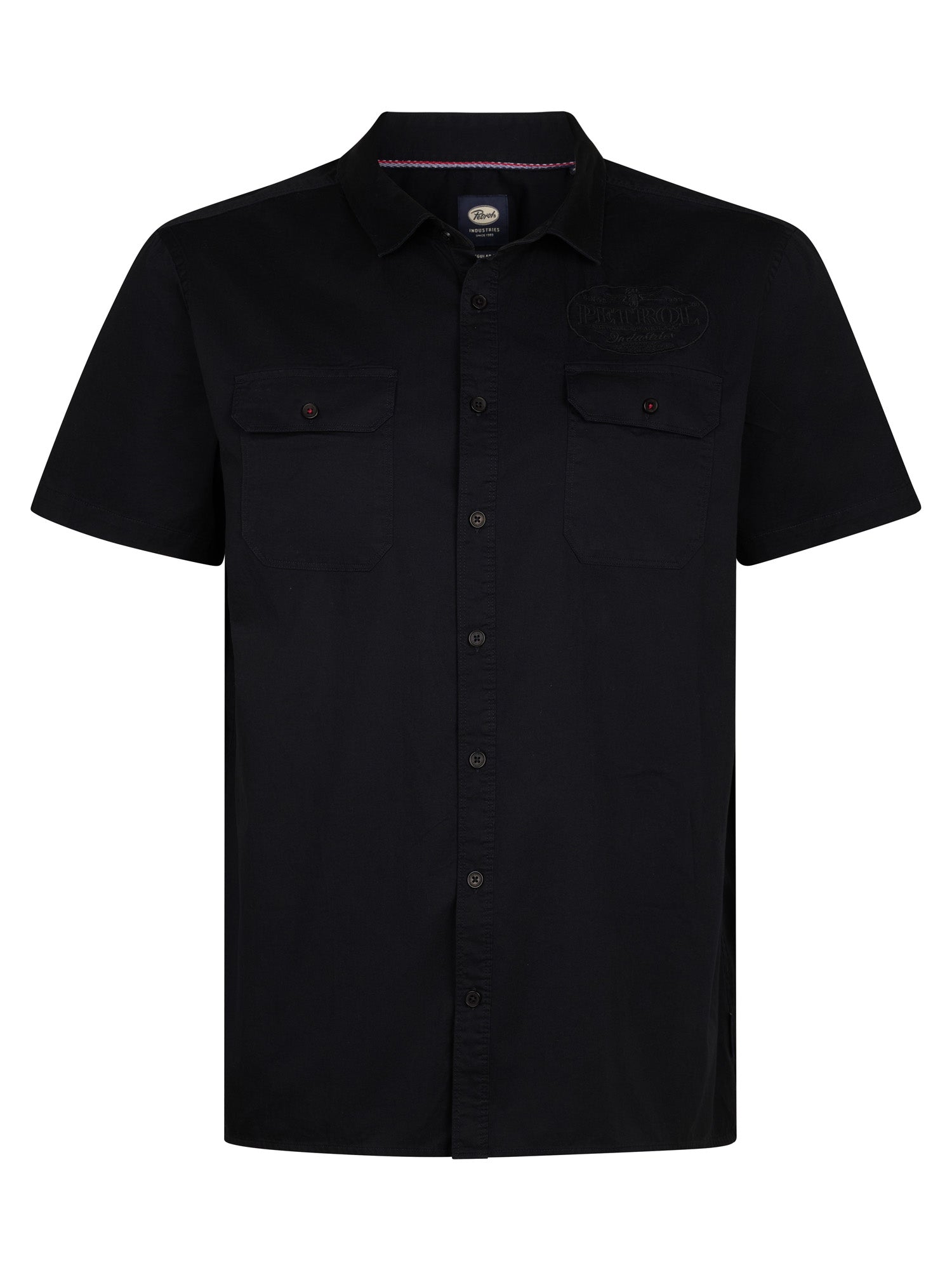 Petrol Industries Men Shirt Short Sleeve Uni Regular Plus Fit Black