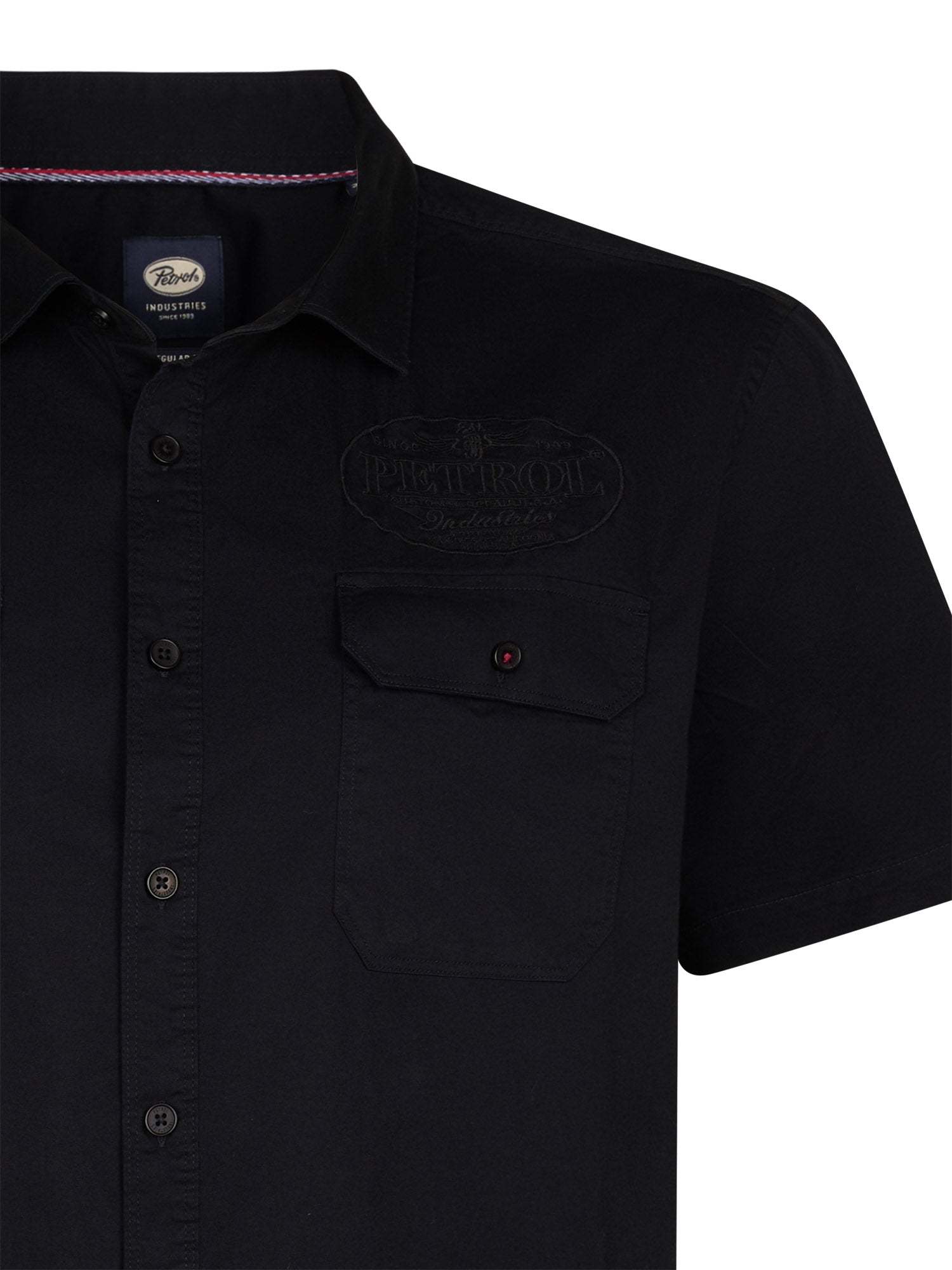 Petrol Industries Men Shirt Short Sleeve Uni Regular Plus Fit Black