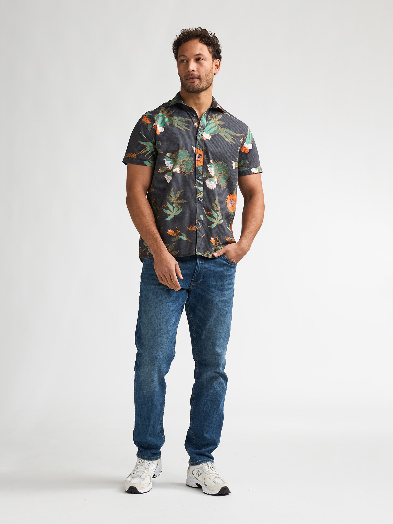 Petrol Industries Men Shirt Short Sleeve All-Over Print Regular Fit Black