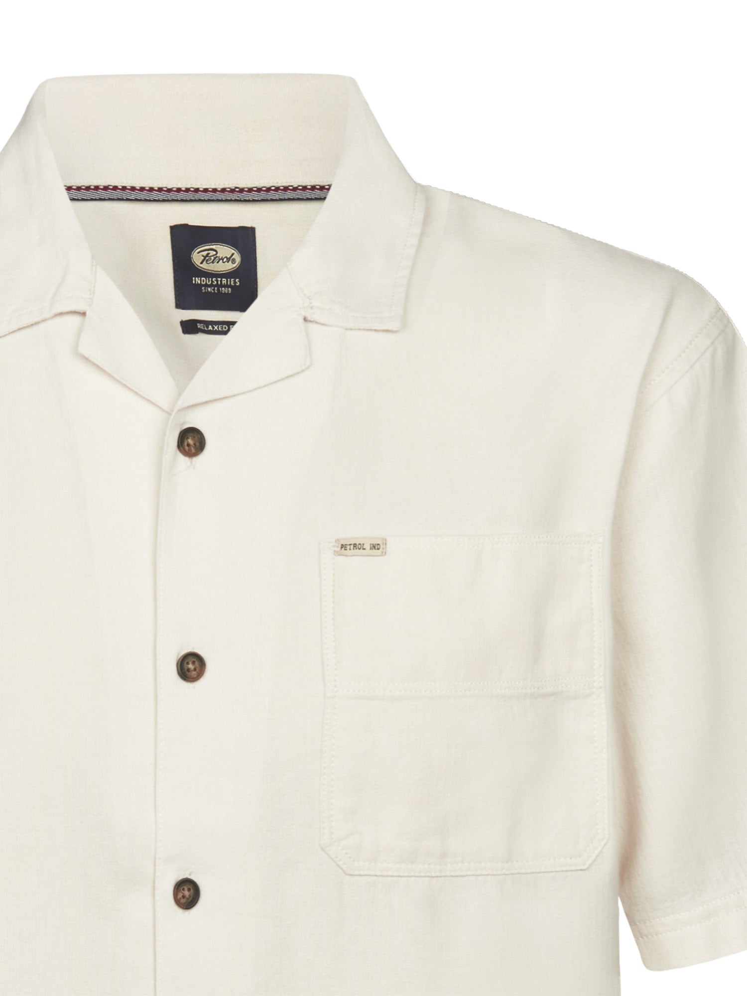 Petrol Industries Men Shirt Short Sleeve Uni Relaxed Fit Seashell