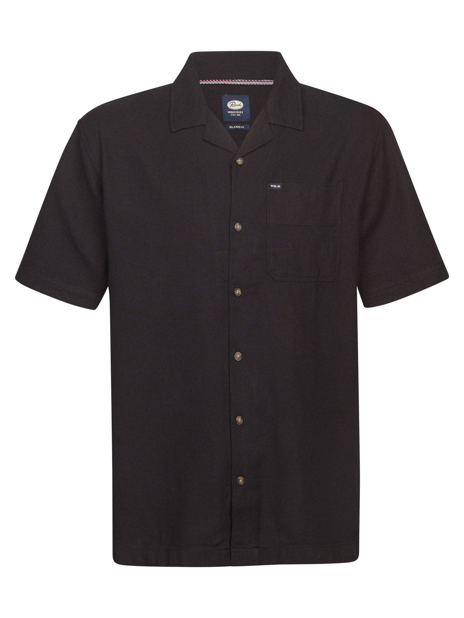 Petrol Industries Men Shirt Short Sleeve Uni Relaxed Fit Black