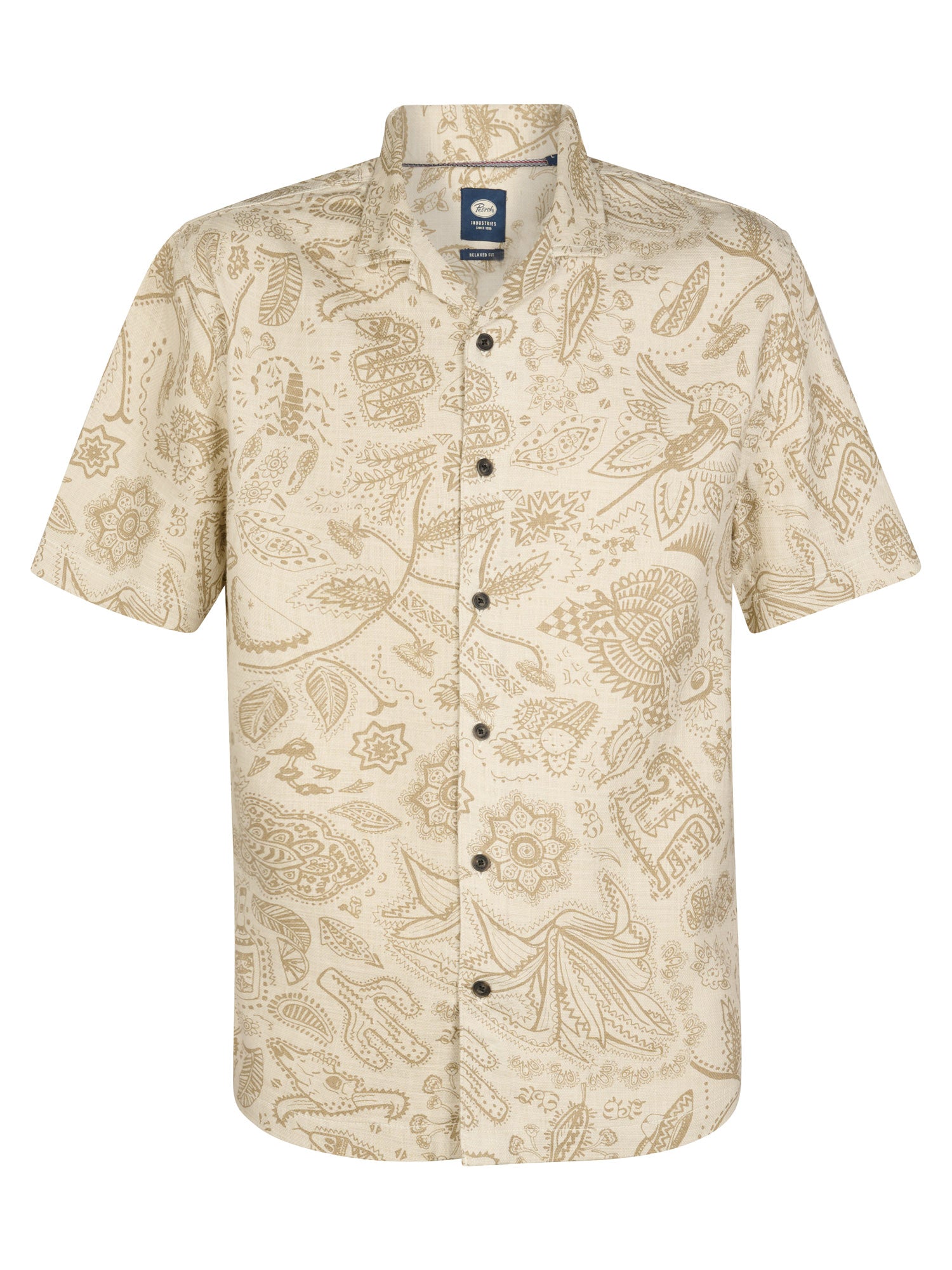 Petrol Industries Men Shirt Short Sleeve All-Over Print Relaxed Fit Seashell