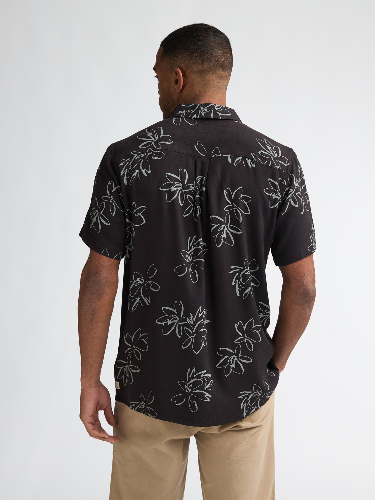 Petrol Industries Men Shirt Short Sleeve All-Over Print Regular Fit Black