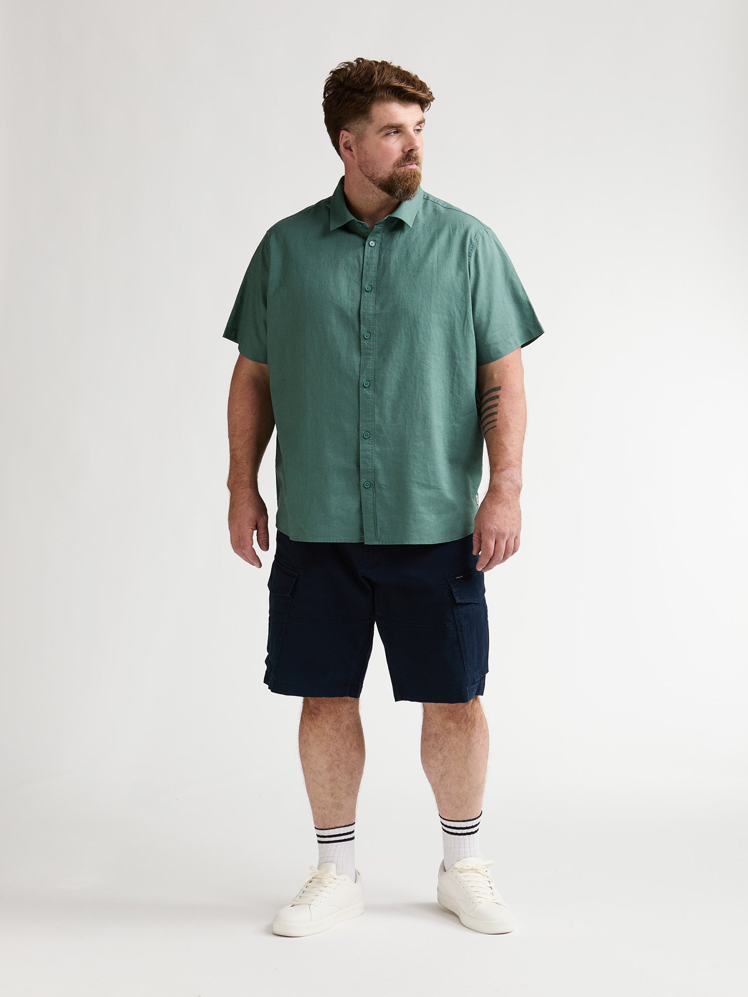 Petrol Industries Men Shirt Short Sleeve Uni Regular Plus Fit Oil Green