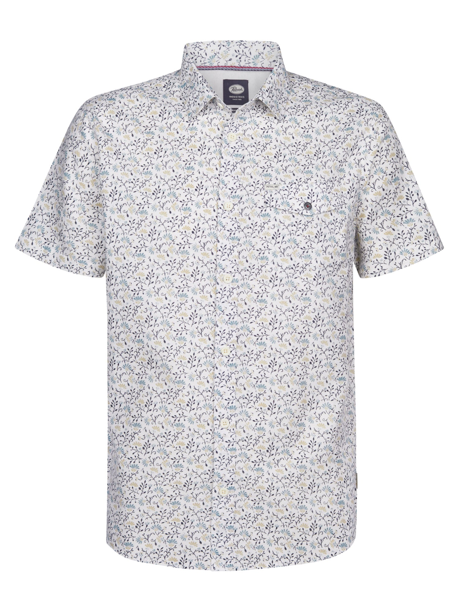 Petrol Industries Men Shirt Short Sleeve All-Over Print Regular Fit Seashell