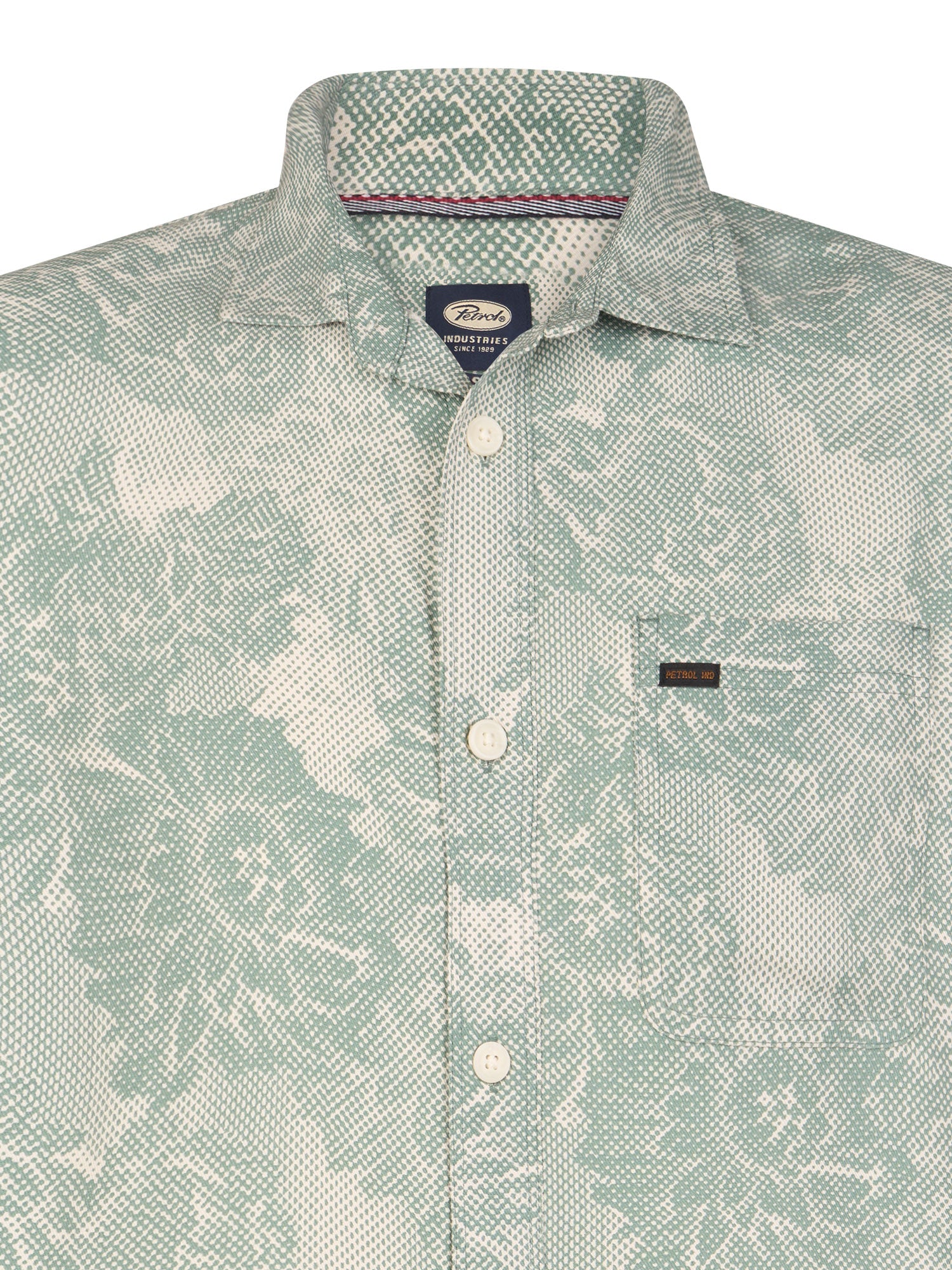 Petrol Industries Men Shirt Short Sleeve All-Over Print Regular Fit Seashell