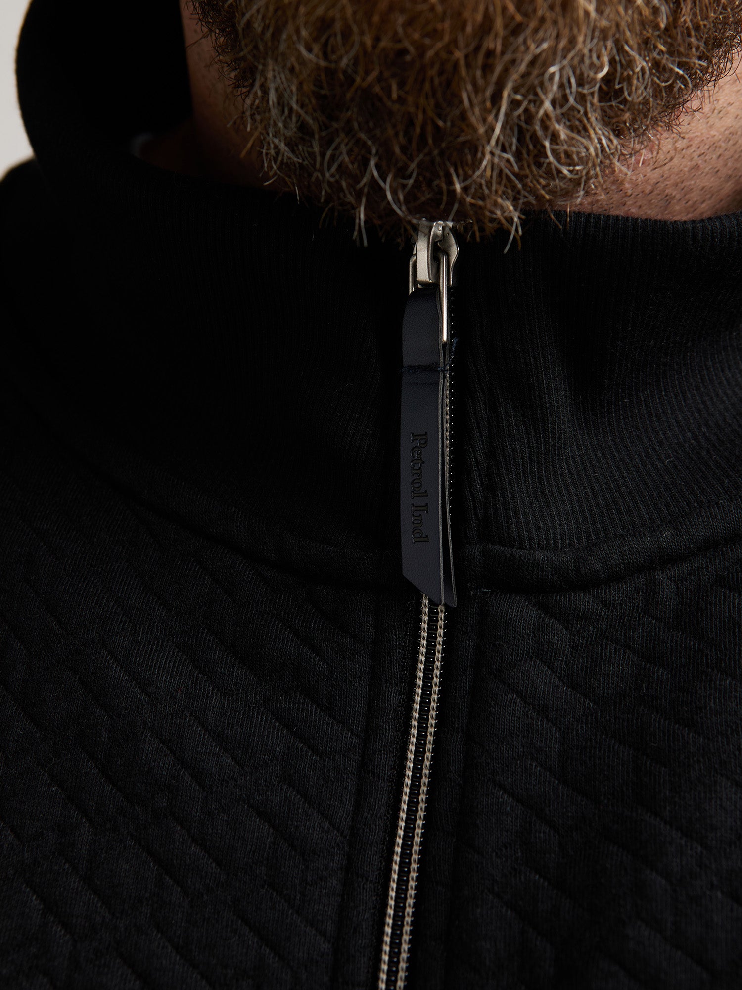 Petrol Industries Men Sweater Collar Zip Regular Plus Fit Black