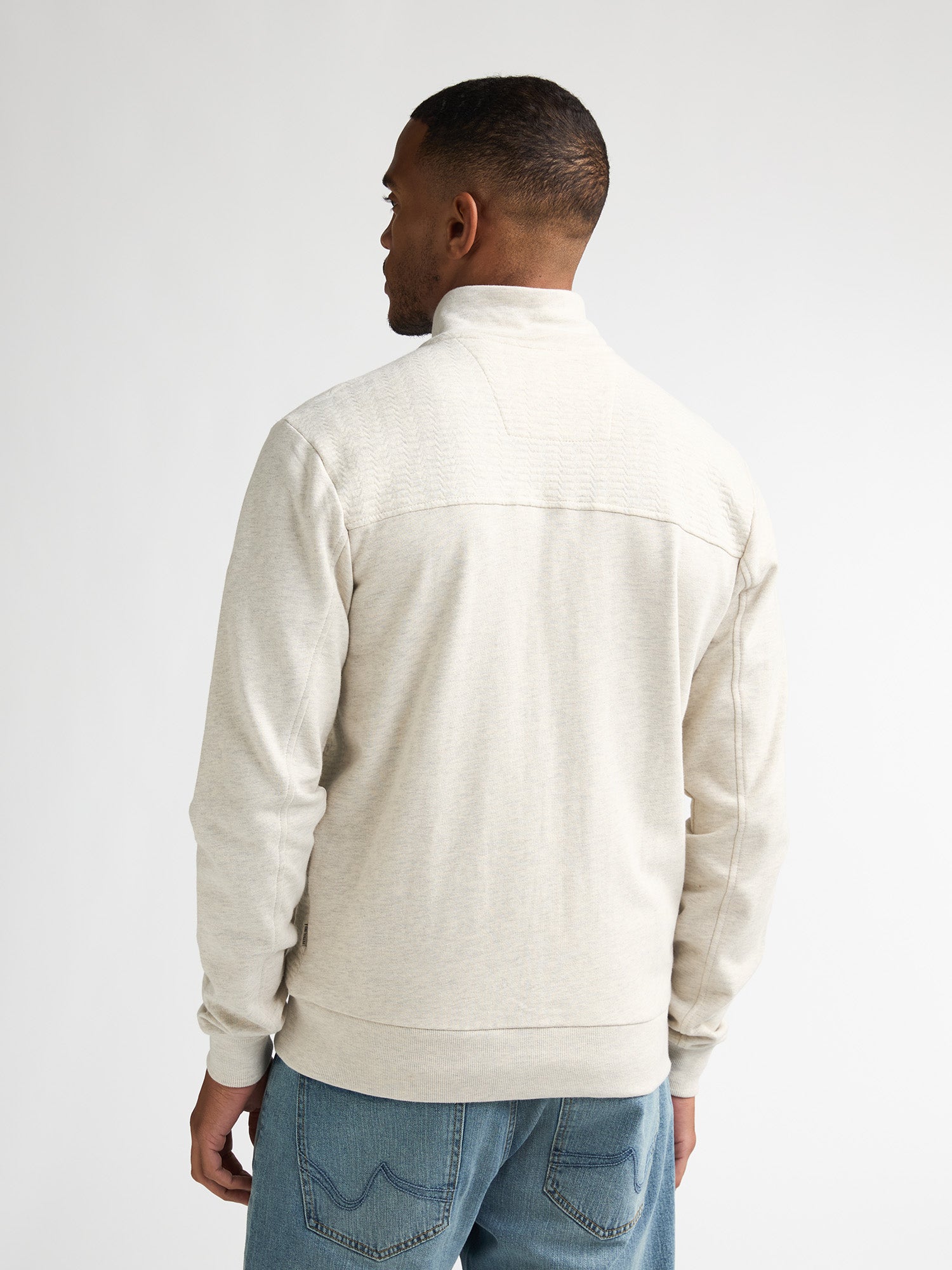 Petrol Industries Men Sweater Collar Zip Regular Fit Antique White Melee