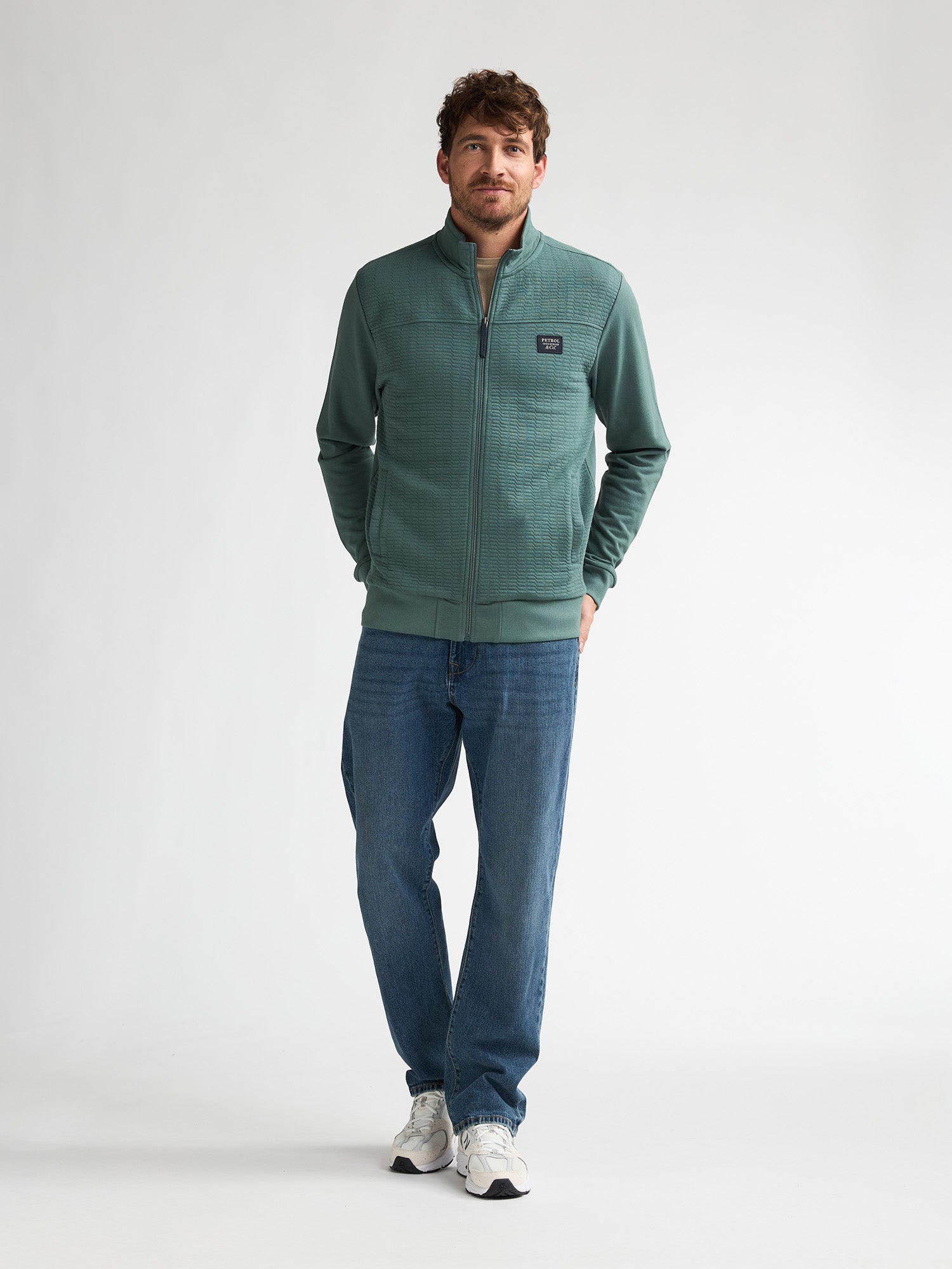 Petrol Industries Men Sweater Collar Zip Regular Fit Oil Green