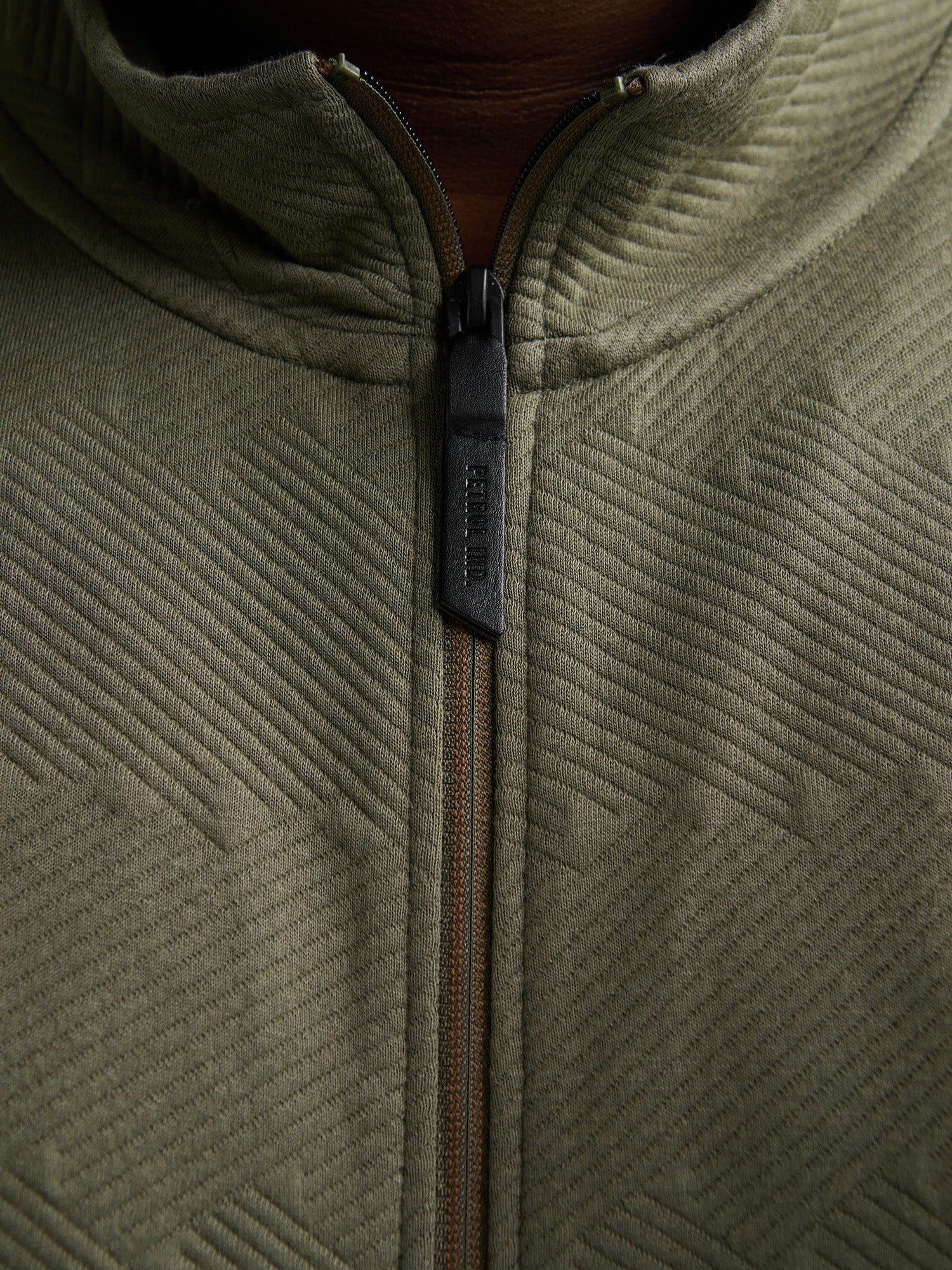 Petrol Industries Men Sweater Collar Zip Regular Plus Fit Dusty Army