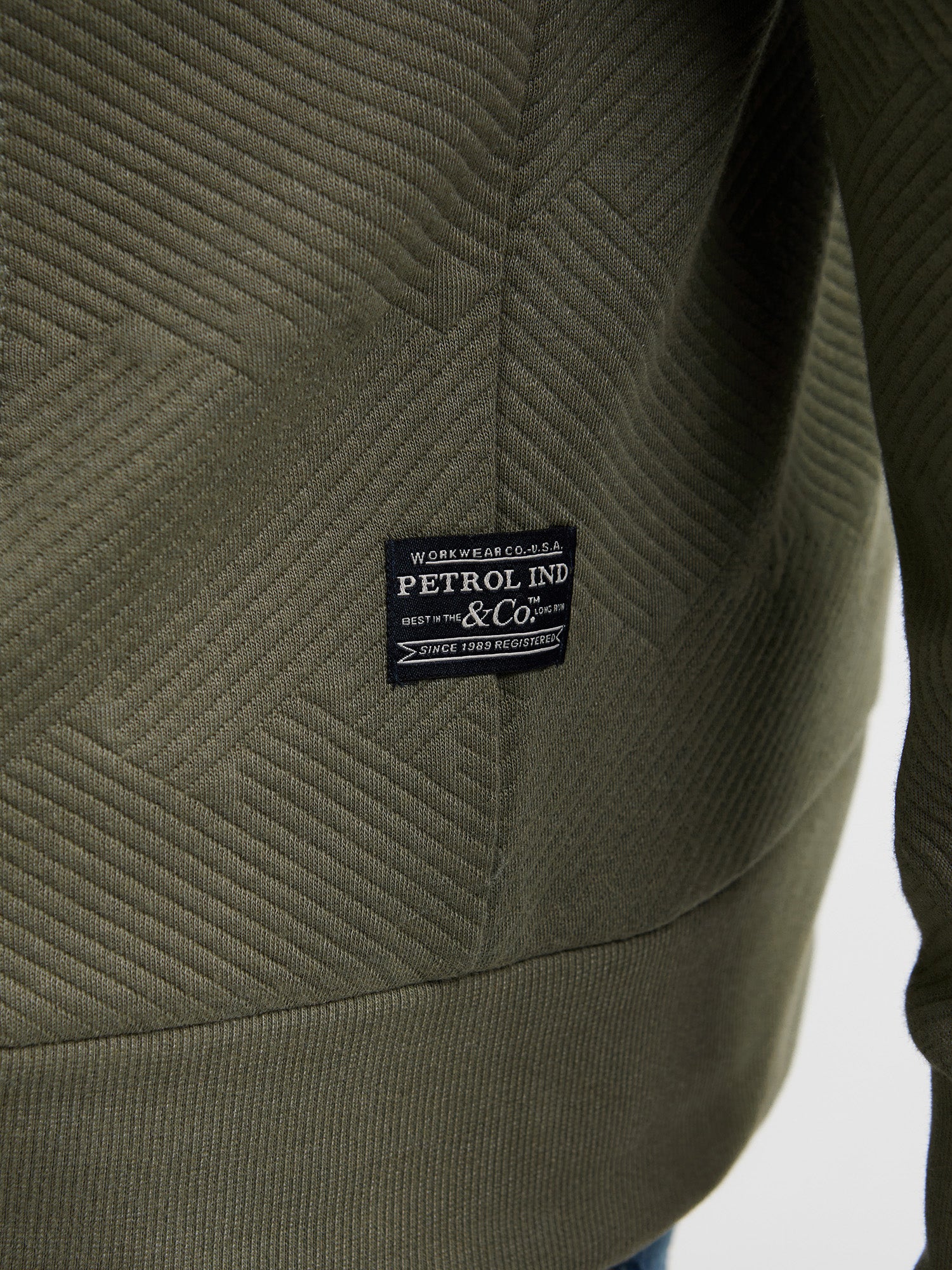 Petrol Industries Men Sweater Collar Zip Regular Plus Fit Dusty Army