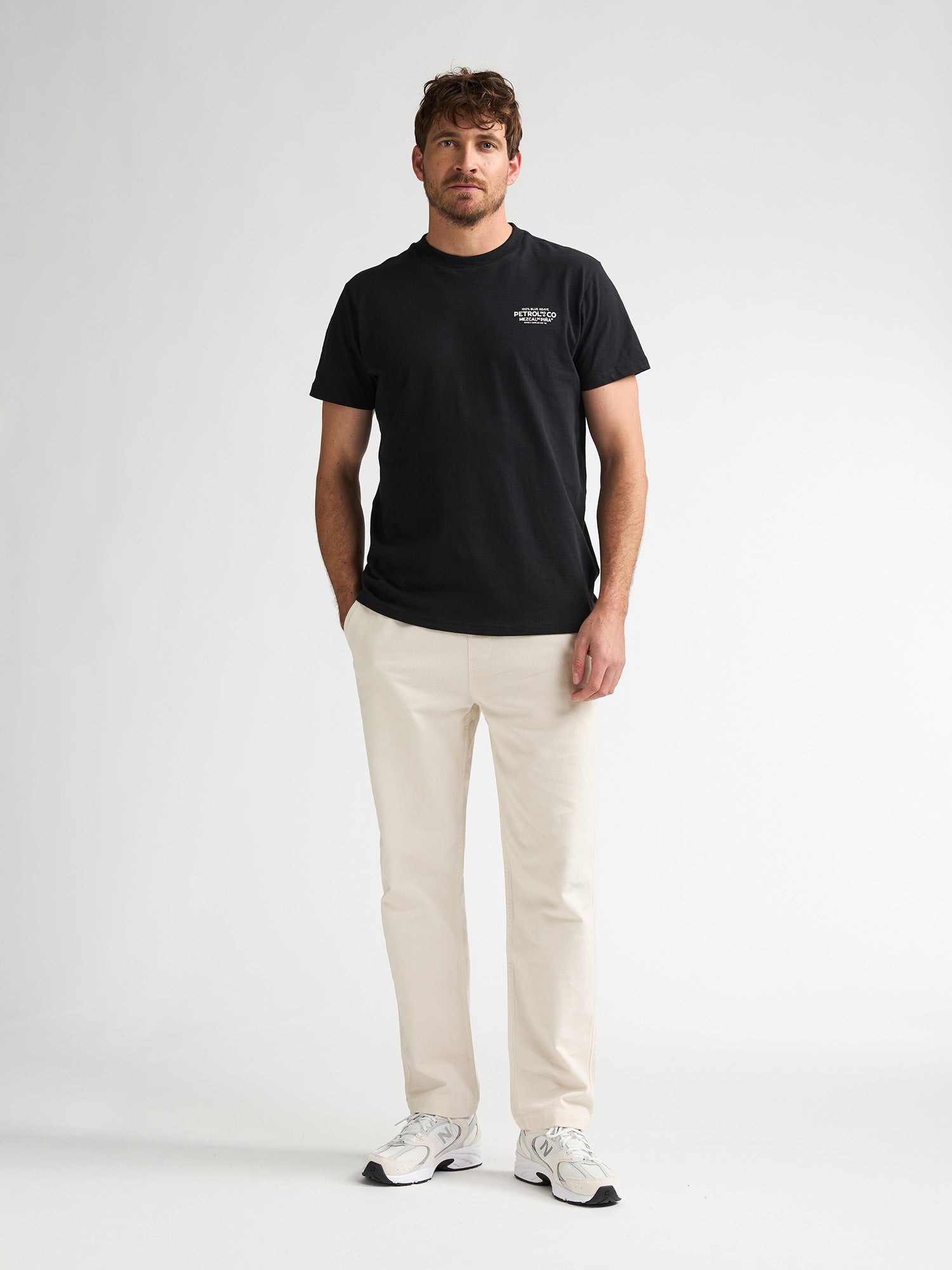 Petrol Industries Men Non Denim Trouser Tapered Fit Elastic Waistband Seashell