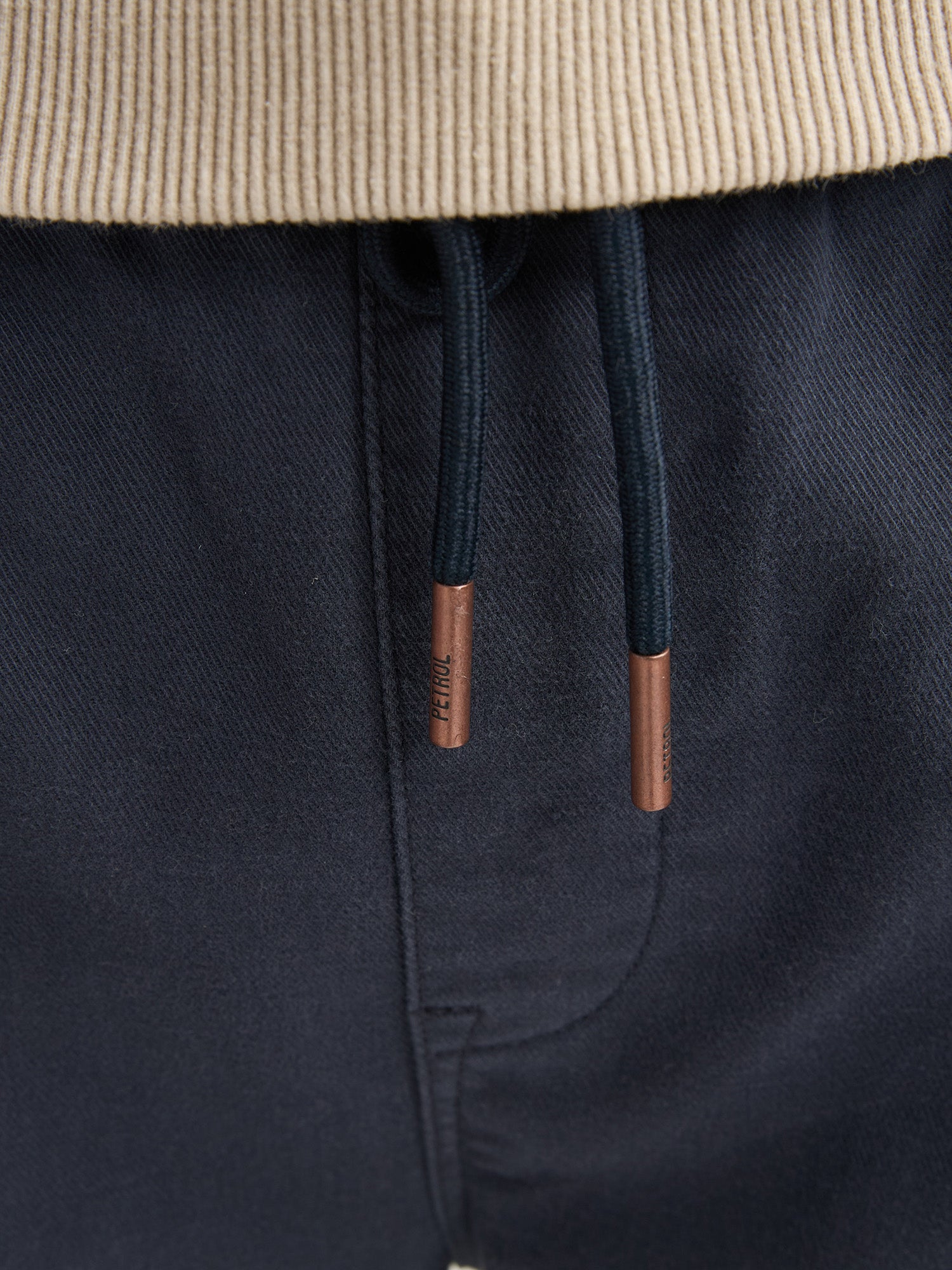 Petrol Industries Men Non Denim Trouser Tapered Fit Elastic Waistband Navy Blue