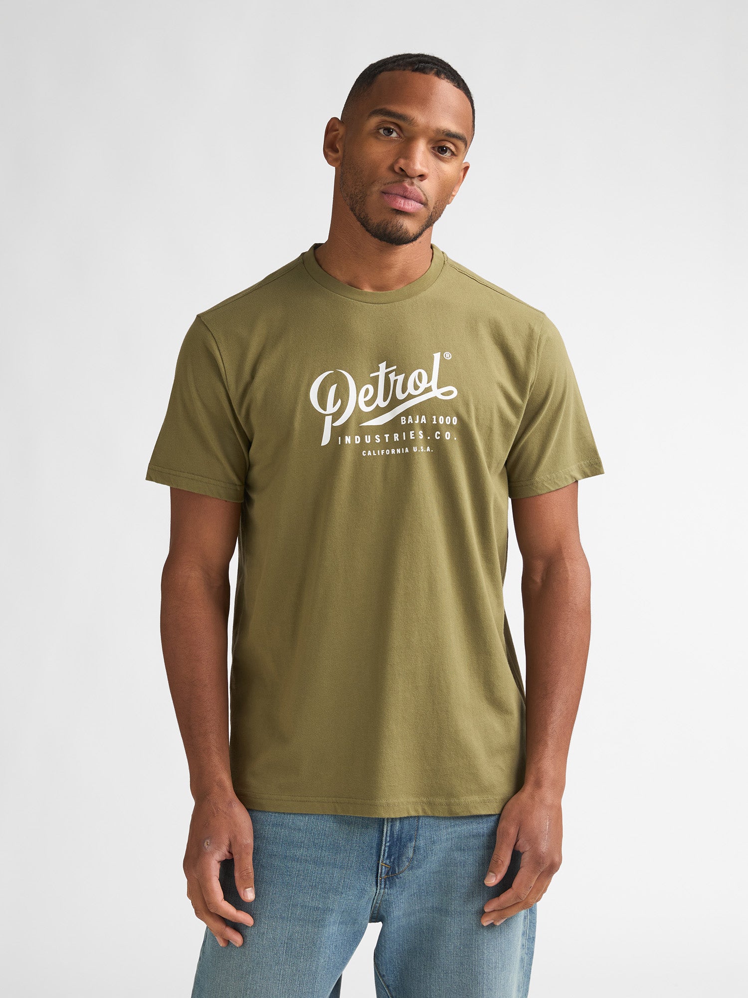 Petrol Industries Men T-Shirt Short Sleeve Classic Print Regular Fit Dusty Army