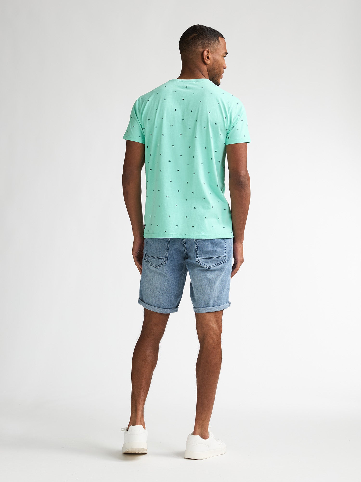 Petrol Industries Men T-Shirt Short Sleeve All-Over Print Regular Fit Green Aqua