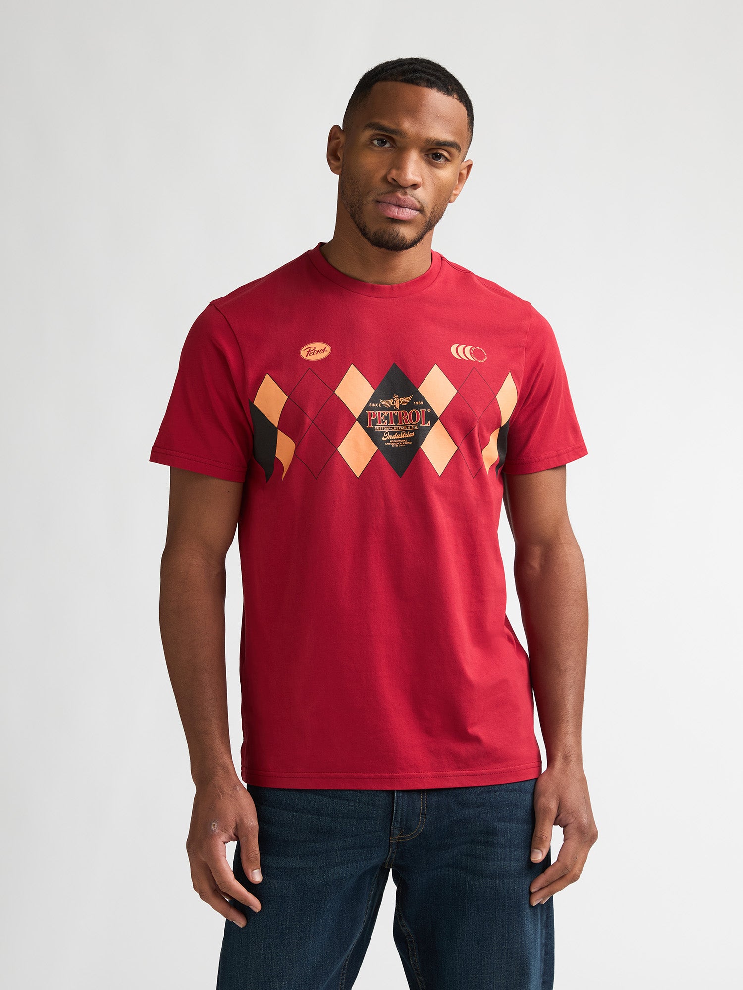 Petrol Industries Men T-Shirt Short Sleeve Classic Print Regular Fit Fire Red