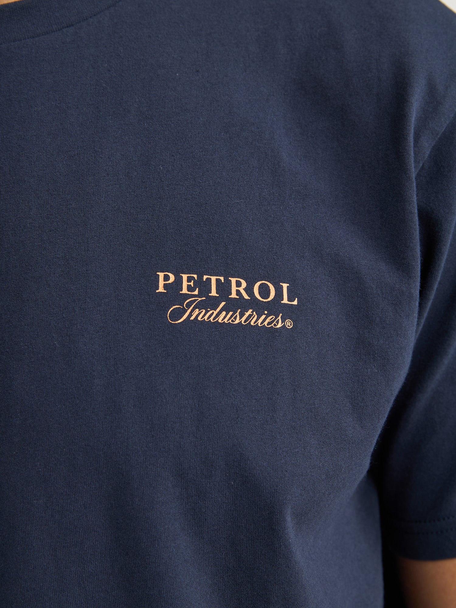 Petrol Industries Men T-Shirt Short Sleeve Classic Print Regular Fit Navy Blue