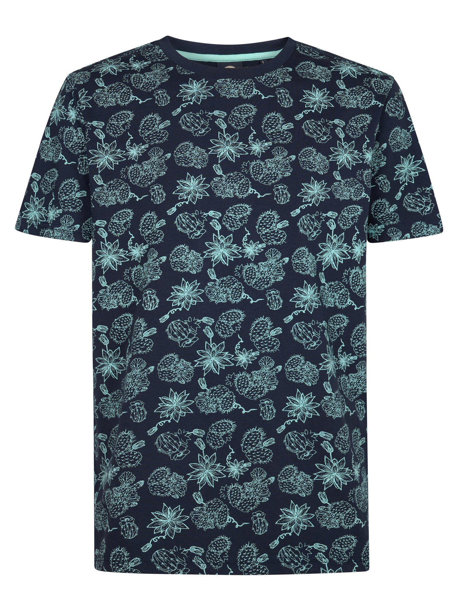 Petrol Industries Men T-Shirt Short Sleeve All-Over Print Regular Fit Navy Blue
