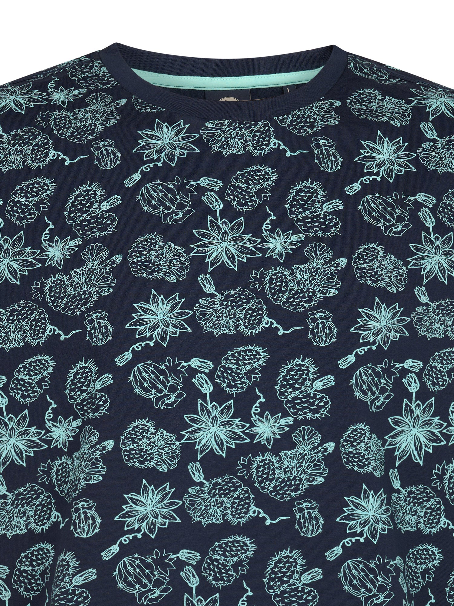 Petrol Industries Men T-Shirt Short Sleeve All-Over Print Regular Fit Navy Blue