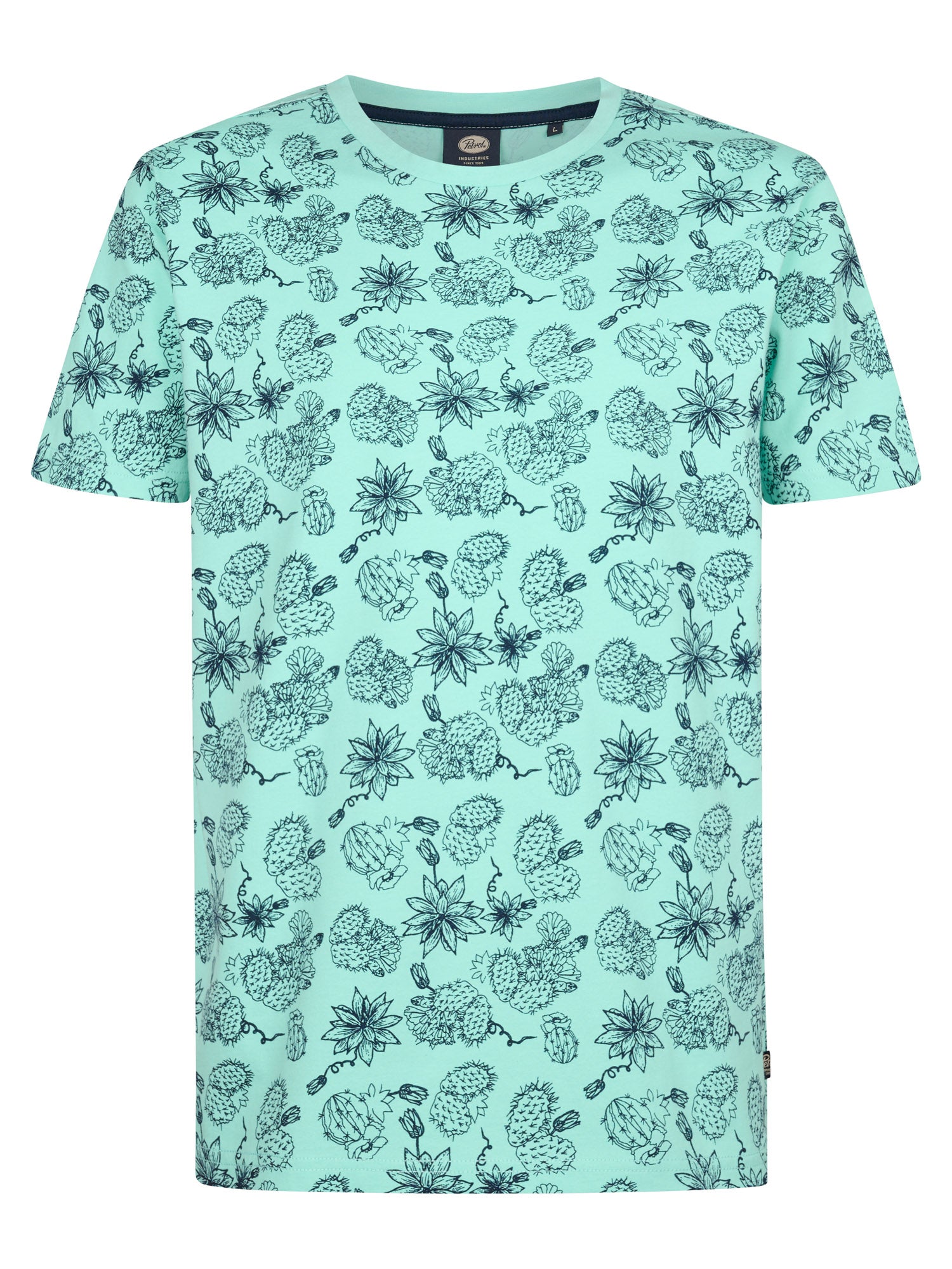 Petrol Industries Men T-Shirt Short Sleeve All-Over Print Regular Fit Green Aqua