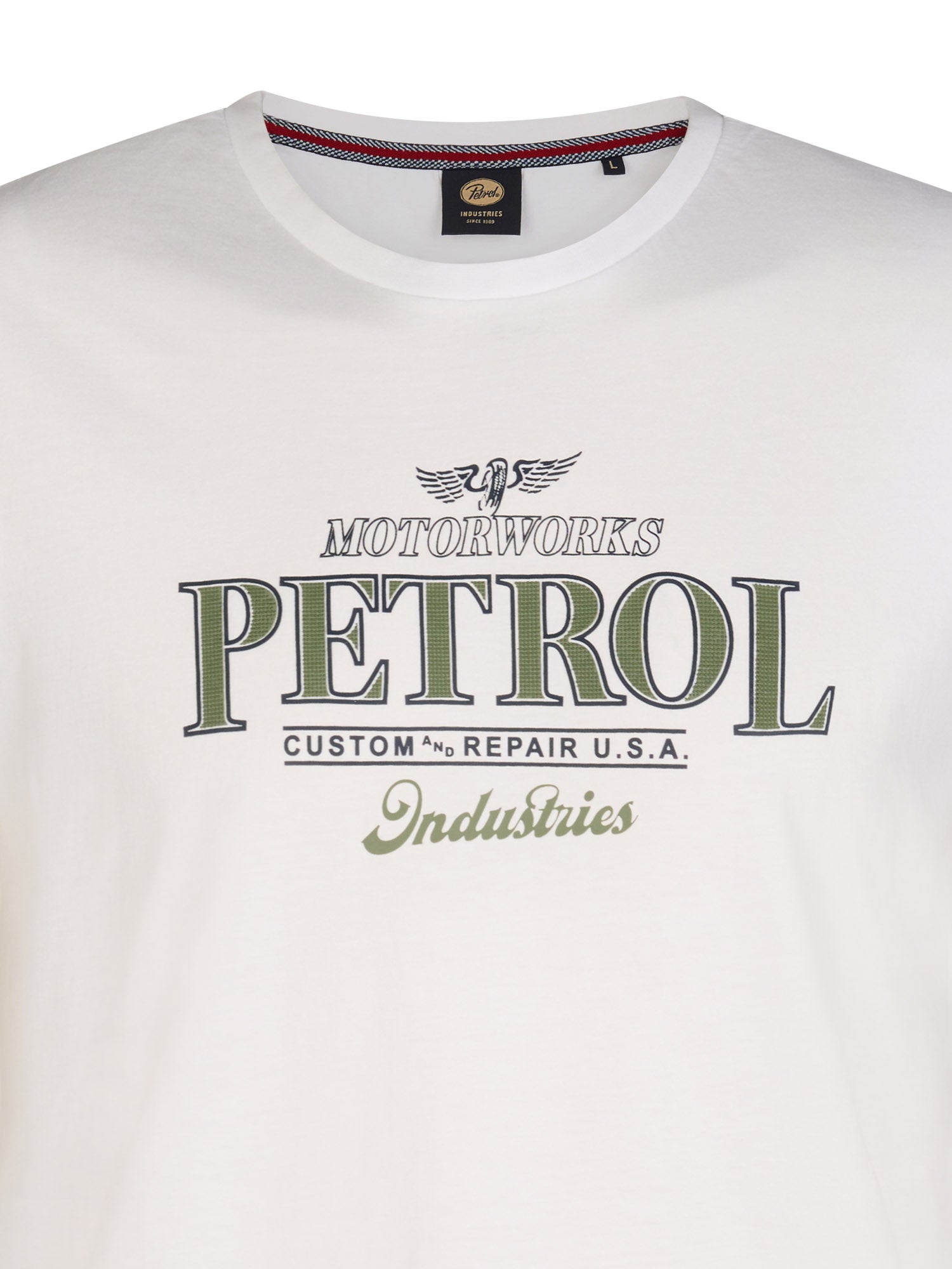 Petrol Industries Men T-Shirt Short Sleeve Classic Print Regular Fit Bright White