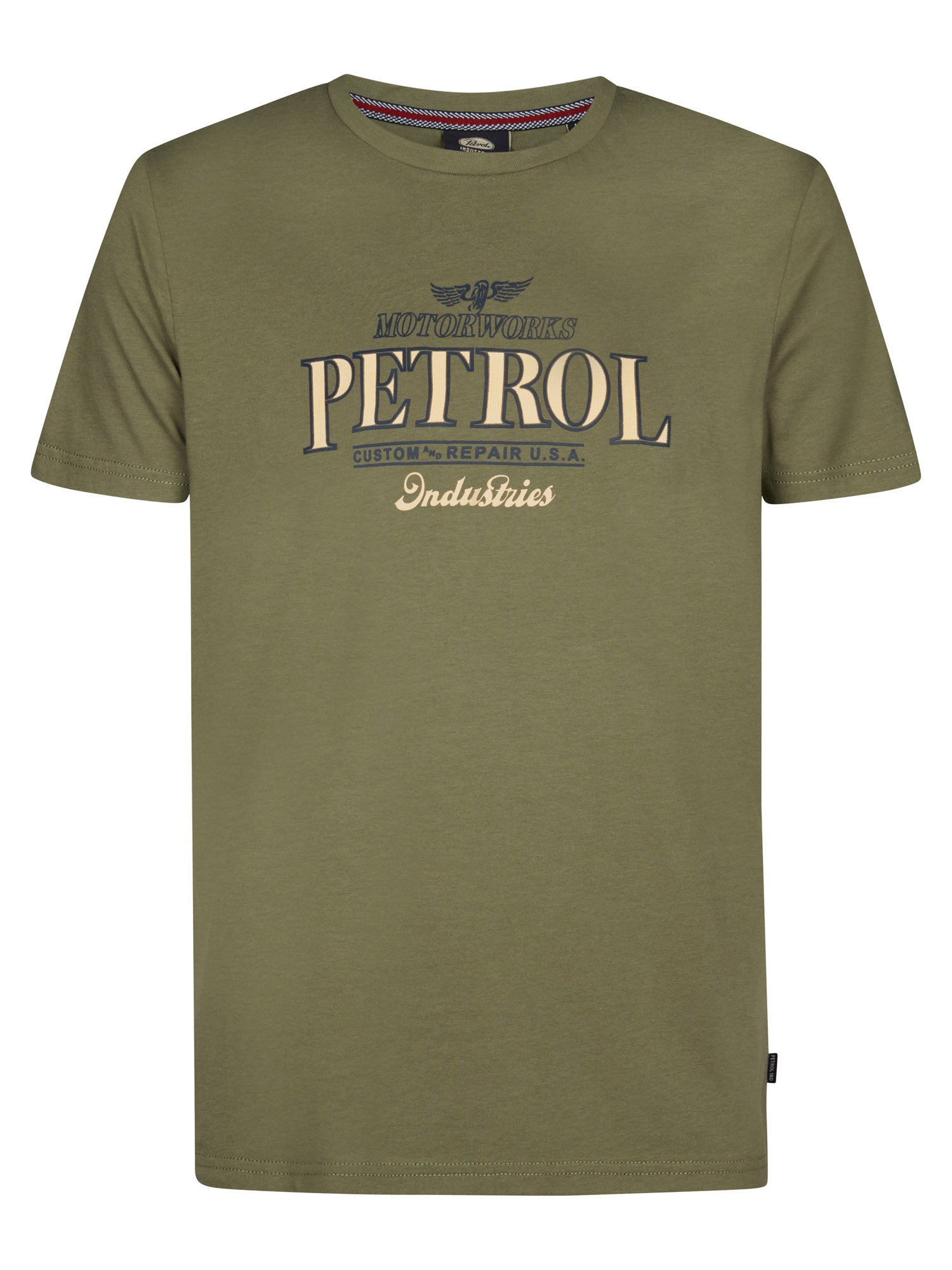 Petrol Industries Men T-Shirt Short Sleeve Classic Print Regular Fit Dusty Army