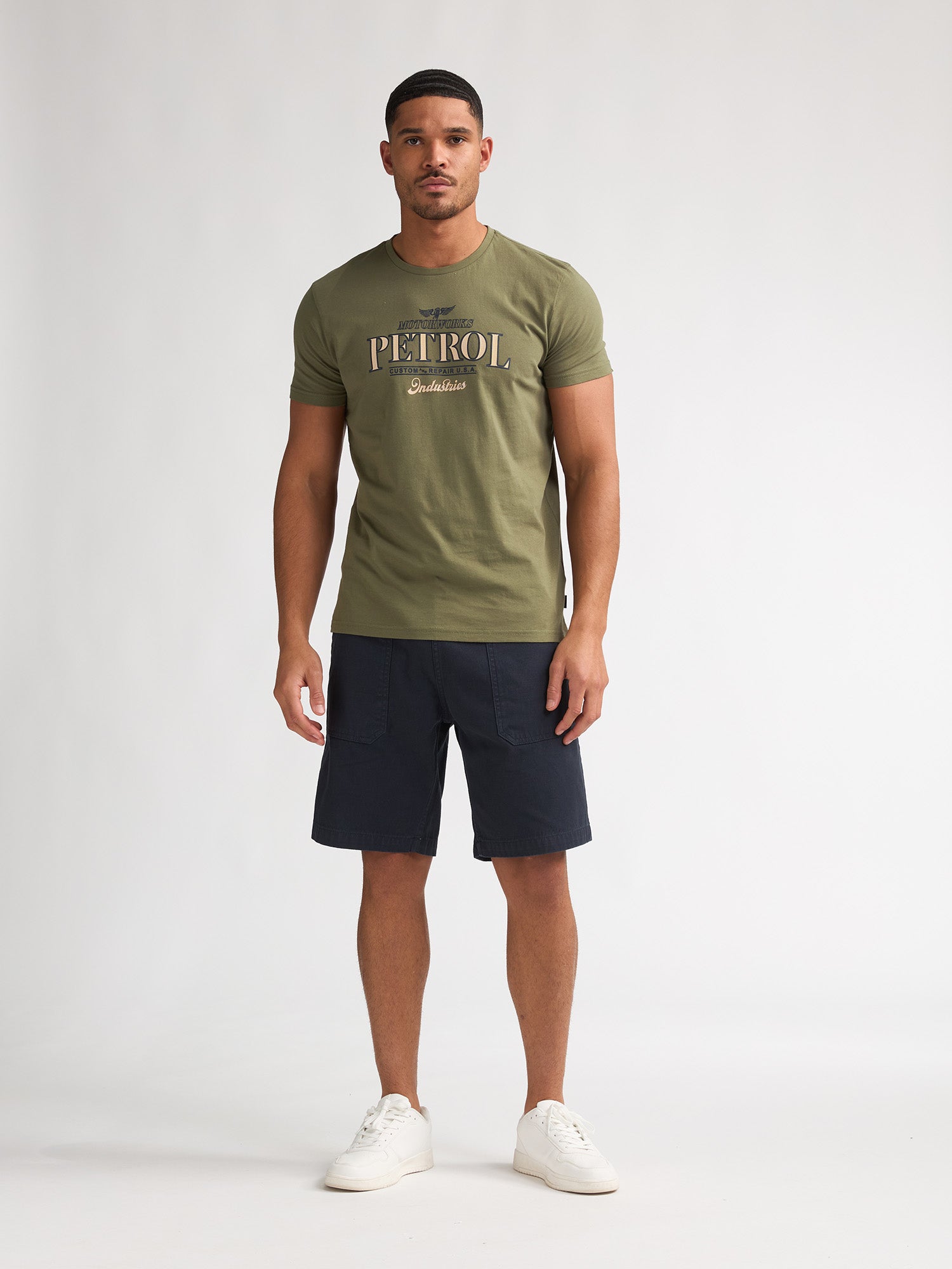 Petrol Industries Men T-Shirt Short Sleeve Classic Print Regular Fit Dusty Army