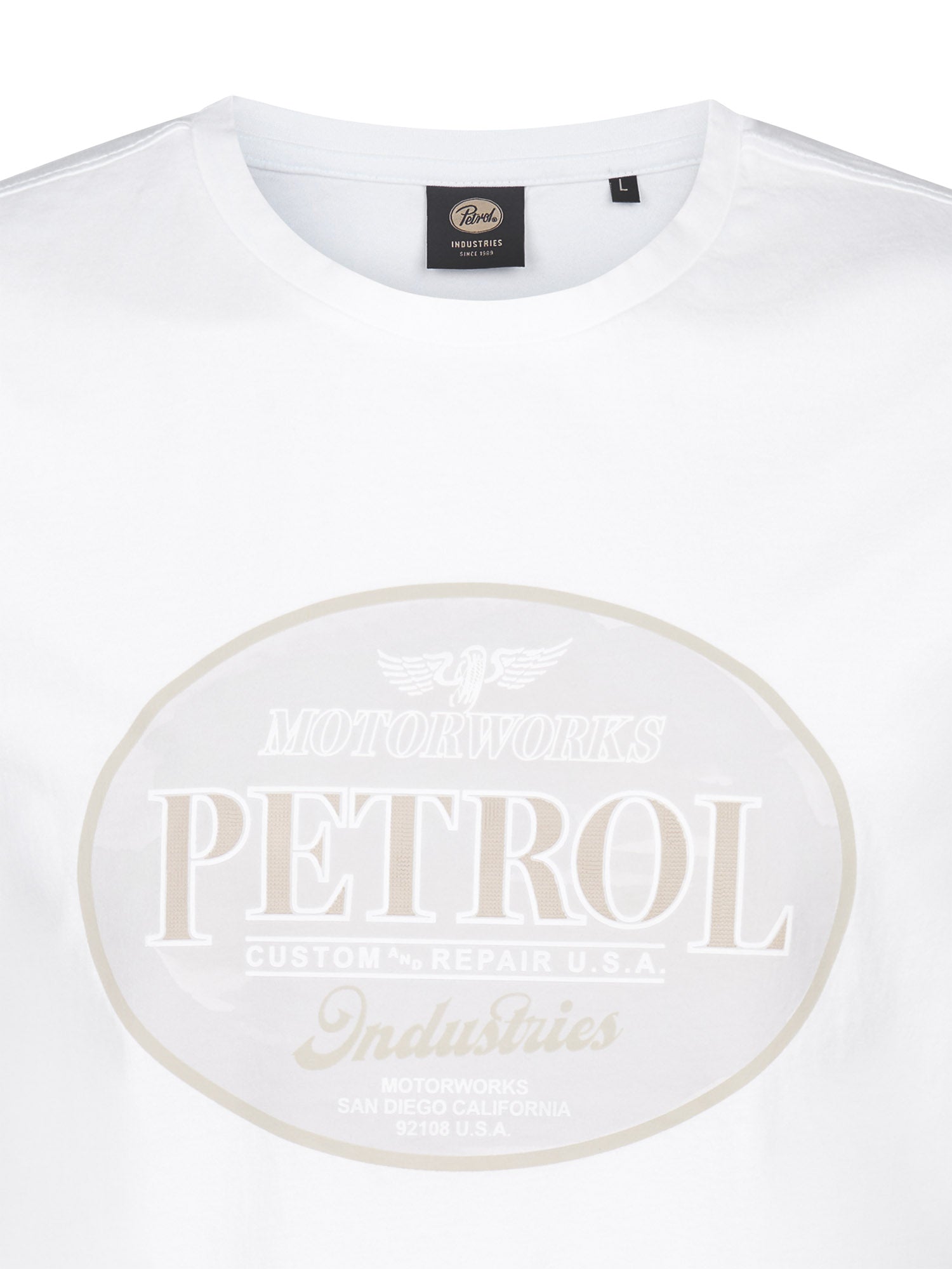 Petrol Industries Men T-Shirt Short Sleeve Classic Print Regular Fit Bright White
