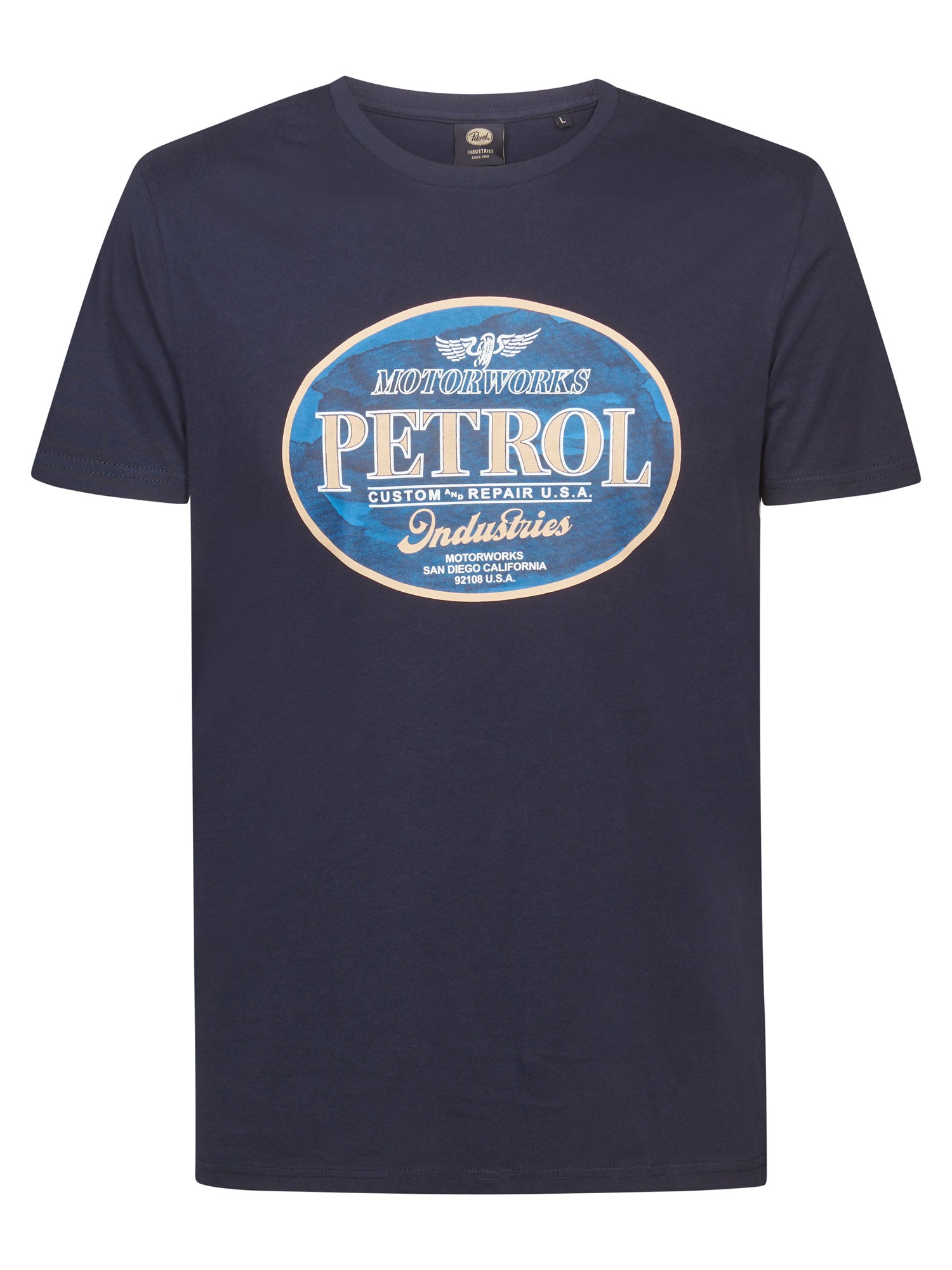 Petrol Industries Men T-Shirt Short Sleeve Classic Print Regular Fit Navy Blue