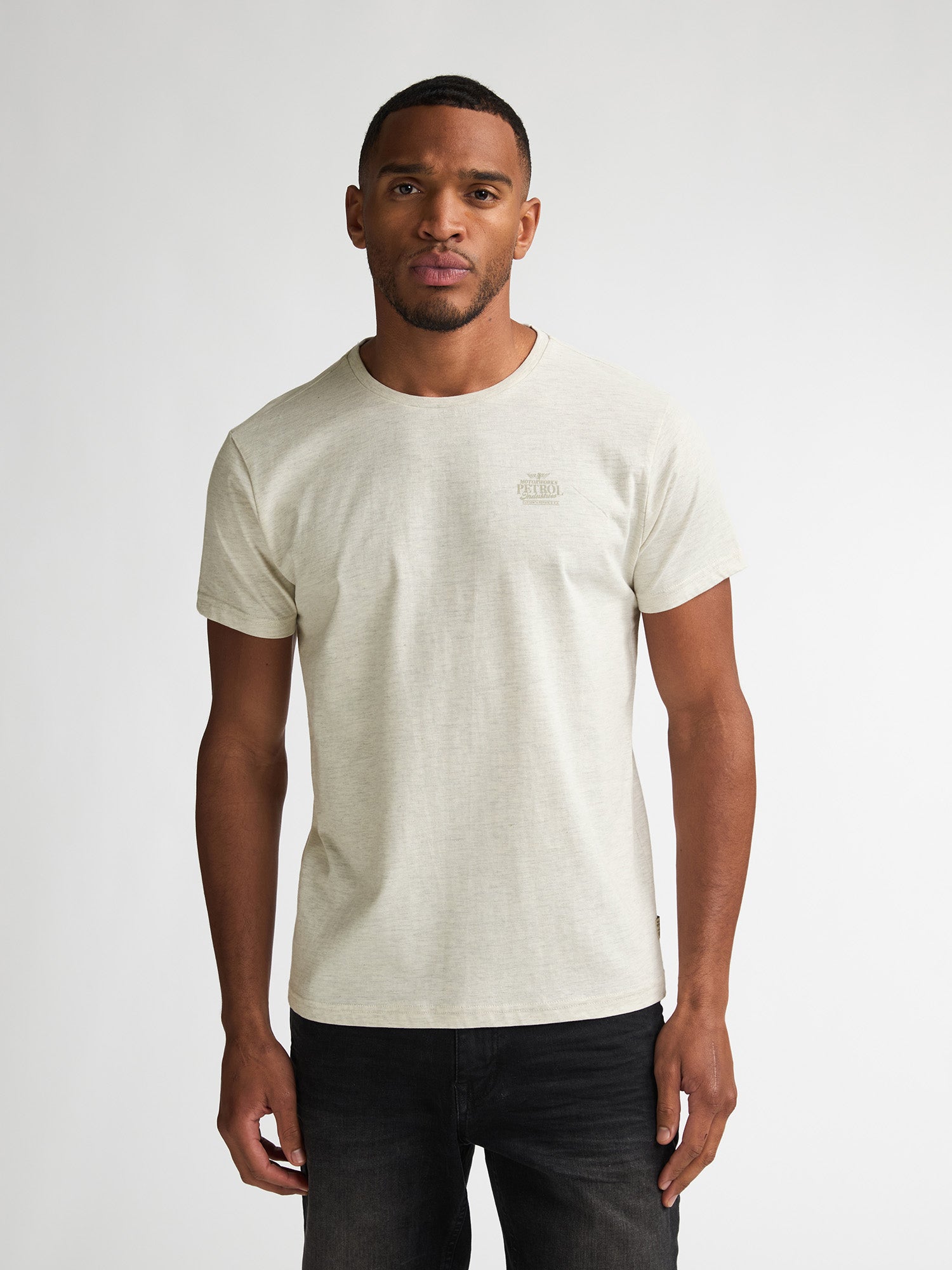 Petrol Industries Men T-Shirt Short Sleeve Regular Fit Antique White Melee